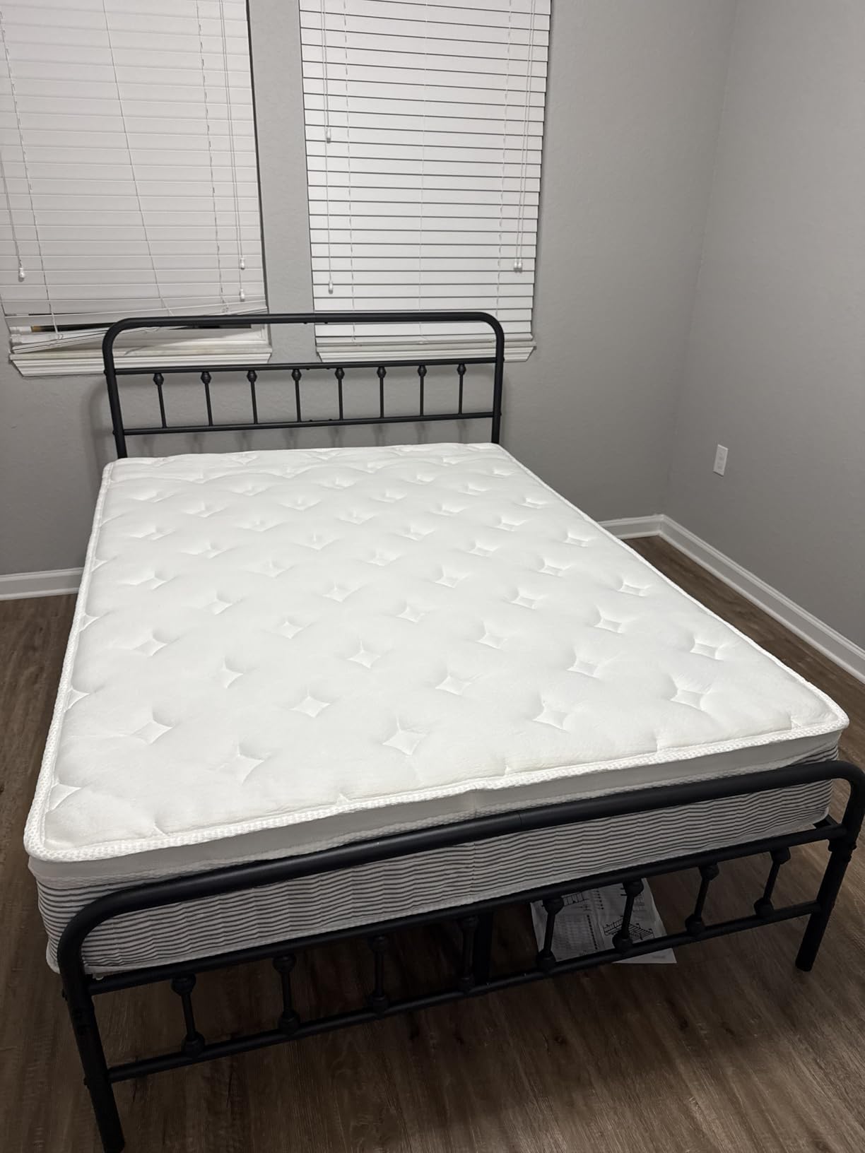 Vengarus Queen Metal Bed Frame with Victorian Headboard & Footboard, Black - 14