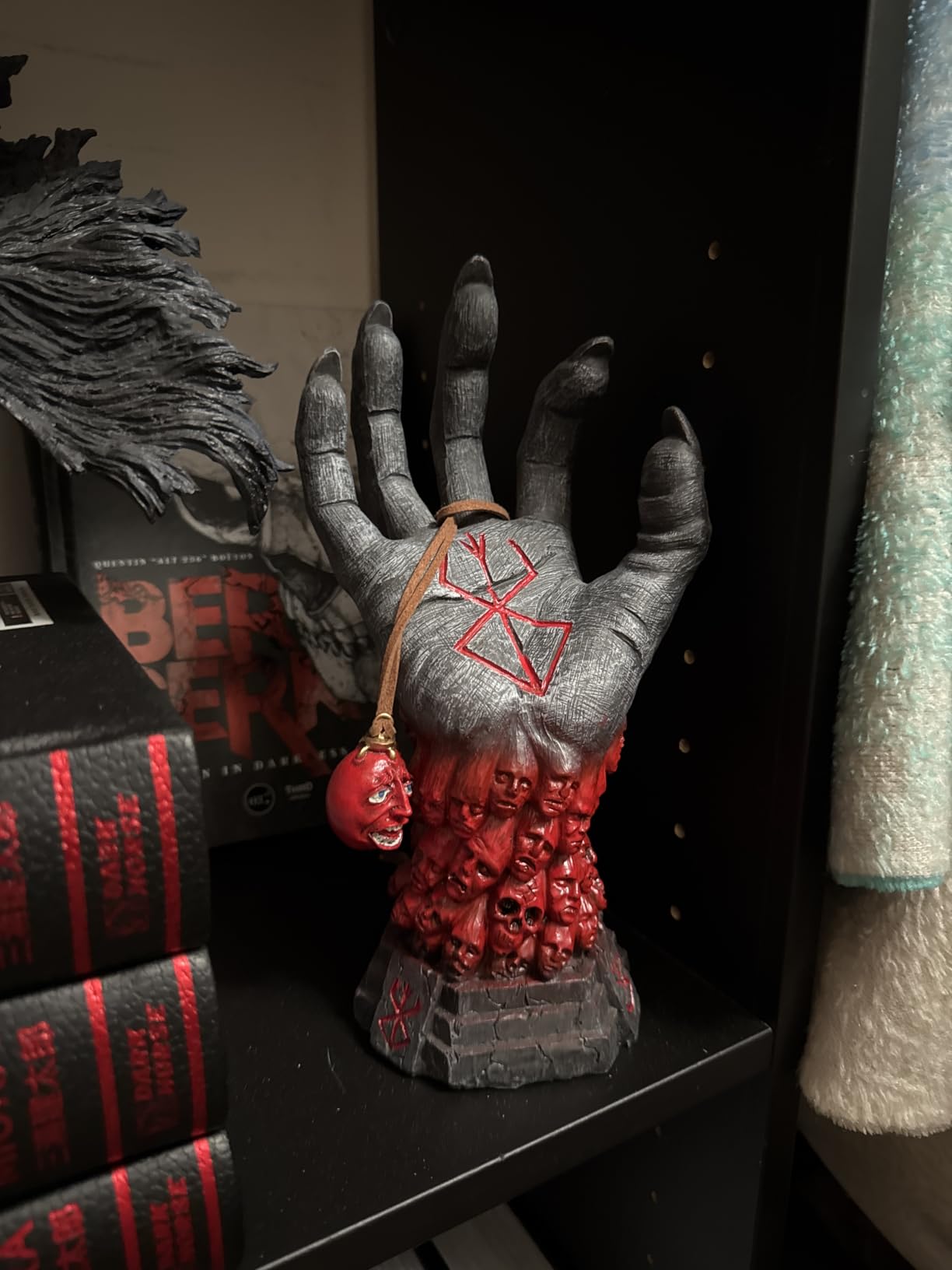 9.6 Inch Height Berserk Figure Berserk Statue Hand, Skull Rune Resin Sculpture Berserk Merch Figurine Skeleton Statue Collections Halloween Decoration for Home Desk Office customer photo 2