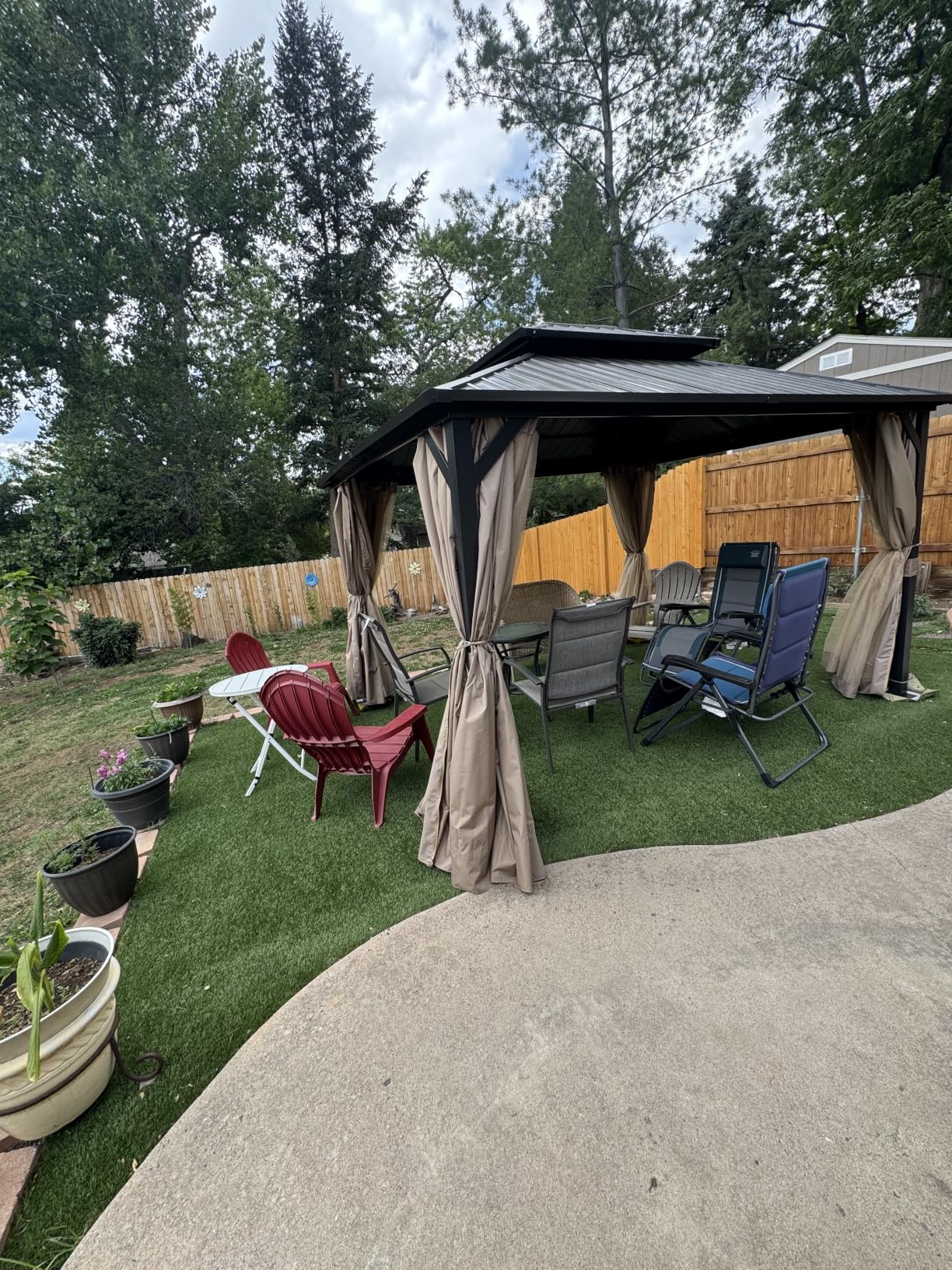 10'x12' Hardtop Gazebo, Galvanized Steel Double Roof Canopy with Heavy-Duty Steel Frame, Outdoor Pavilion with Nettings and Curtains customer photo 1