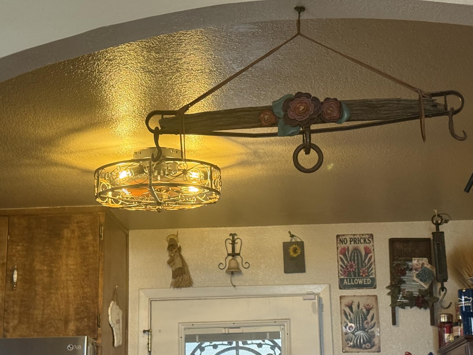 20'' Caged Ceiling Fan with Lights and Remote Control, Small Farmhouse Bladeless Low Profile Ceiling Fans Lights, Vintage Flush Mount Ceiling Light, Reversible Motor 6 Speeds for Bedroom, Living Room customer photo 1