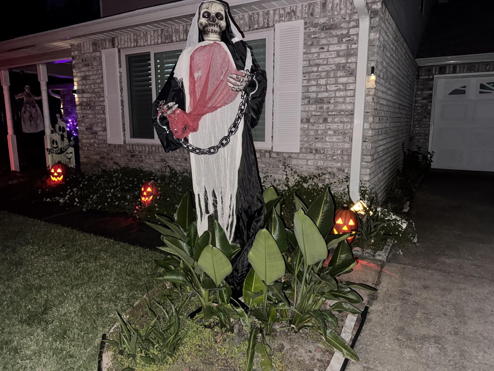Halloween Decorations Outdoor, 6 Ft Large Animated Grim Reaper with Big Chain, Sound & Touch Activated with Creepy Sound - Scary Props House Decor for Garden Yard Lawn Indoor Decoration Animatronics customer photo 1