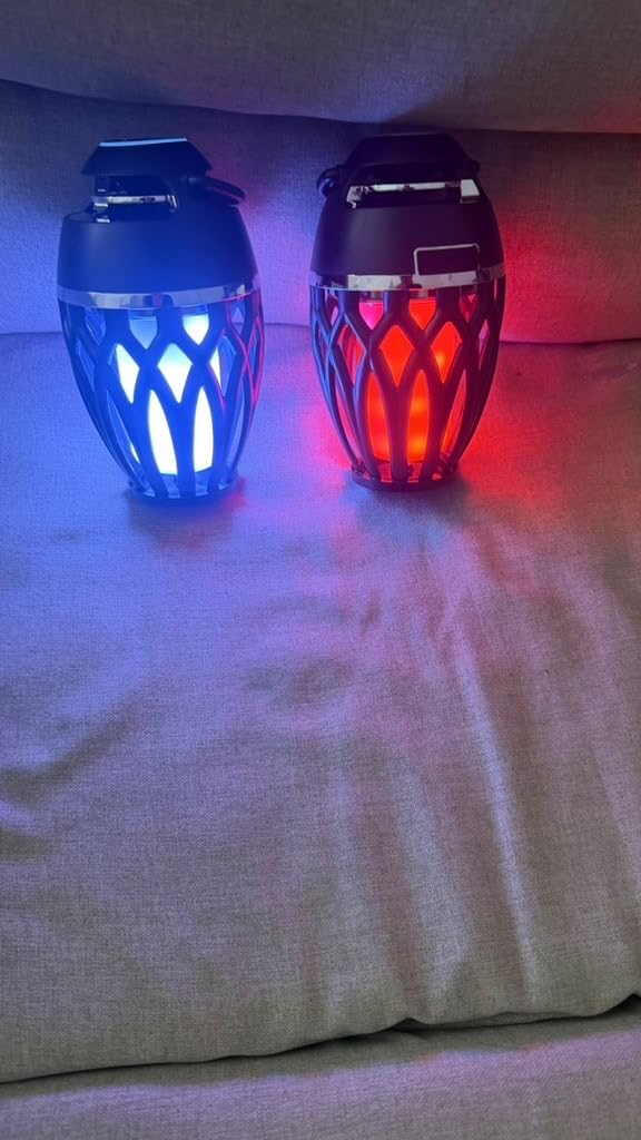 Outdoor Speakers with Colorful Lights, Portable Bluetooth Speaker, HD Stereo Sound, Torch Atmosphere Speaker Waterproof for Patio/Pool/Camping, 2 Pack customer photo 2