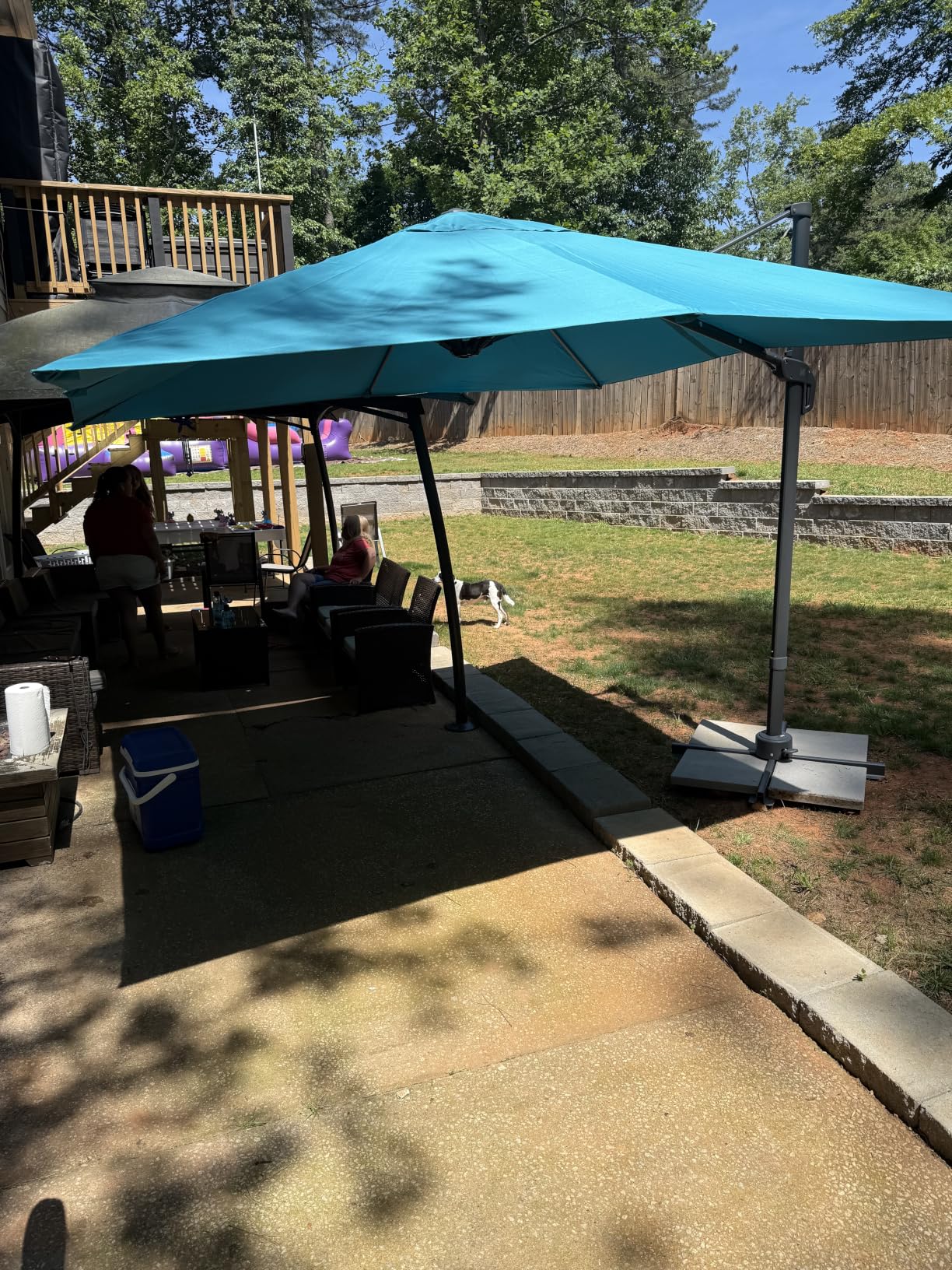 HOTEEL 10x10ft Patio Umbrella Cantilever Umbrella Double Top - Upgrade and Intensify - 360 Rotation and 5 Angles Adjustment - Aluminum Offset Pool Umbrella Outdoor Umbrellas for Patio Garden Deck Pool customer photo 2