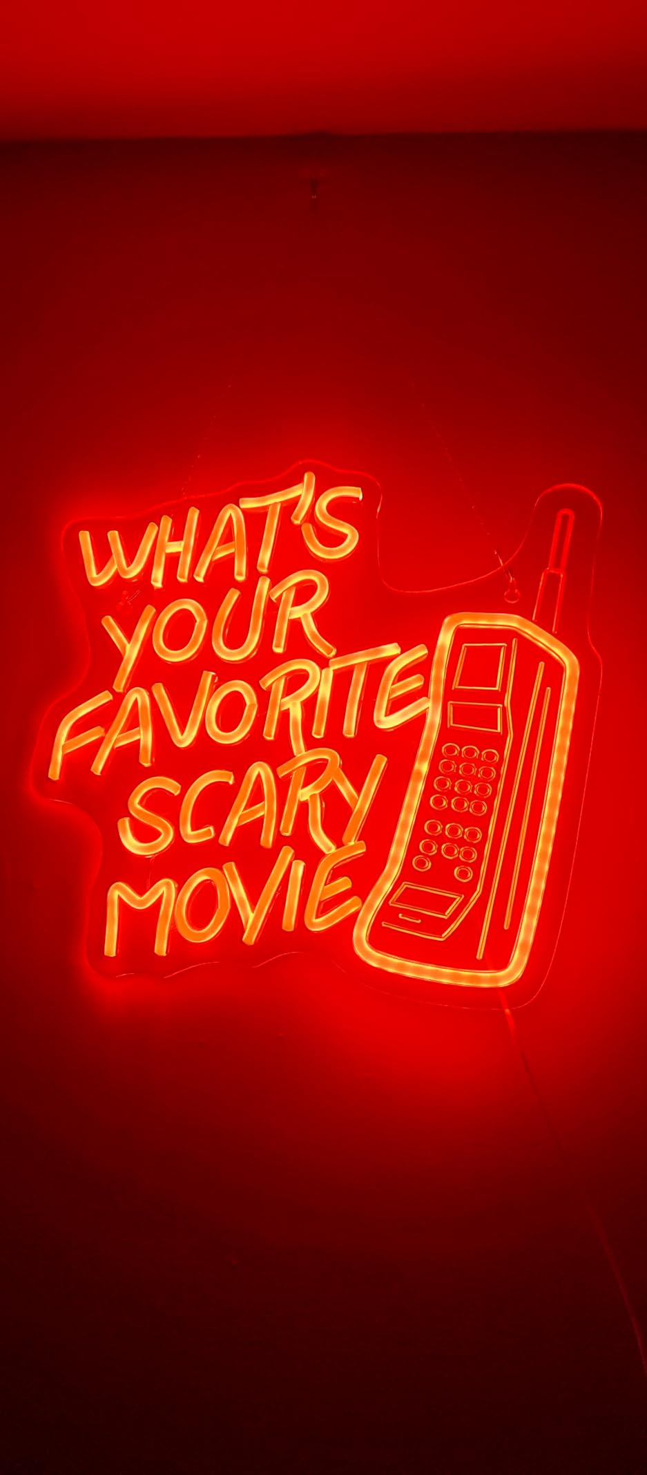 What's Your Favorite Scary Movie Neon Sign Wall Light For Horror Decor | 12.6in*12.6in, USB powered, Five level brightness adjustment, For Halloween, Bar, Club, Pub, Party, Night, Movie theater decoration customer photo 1