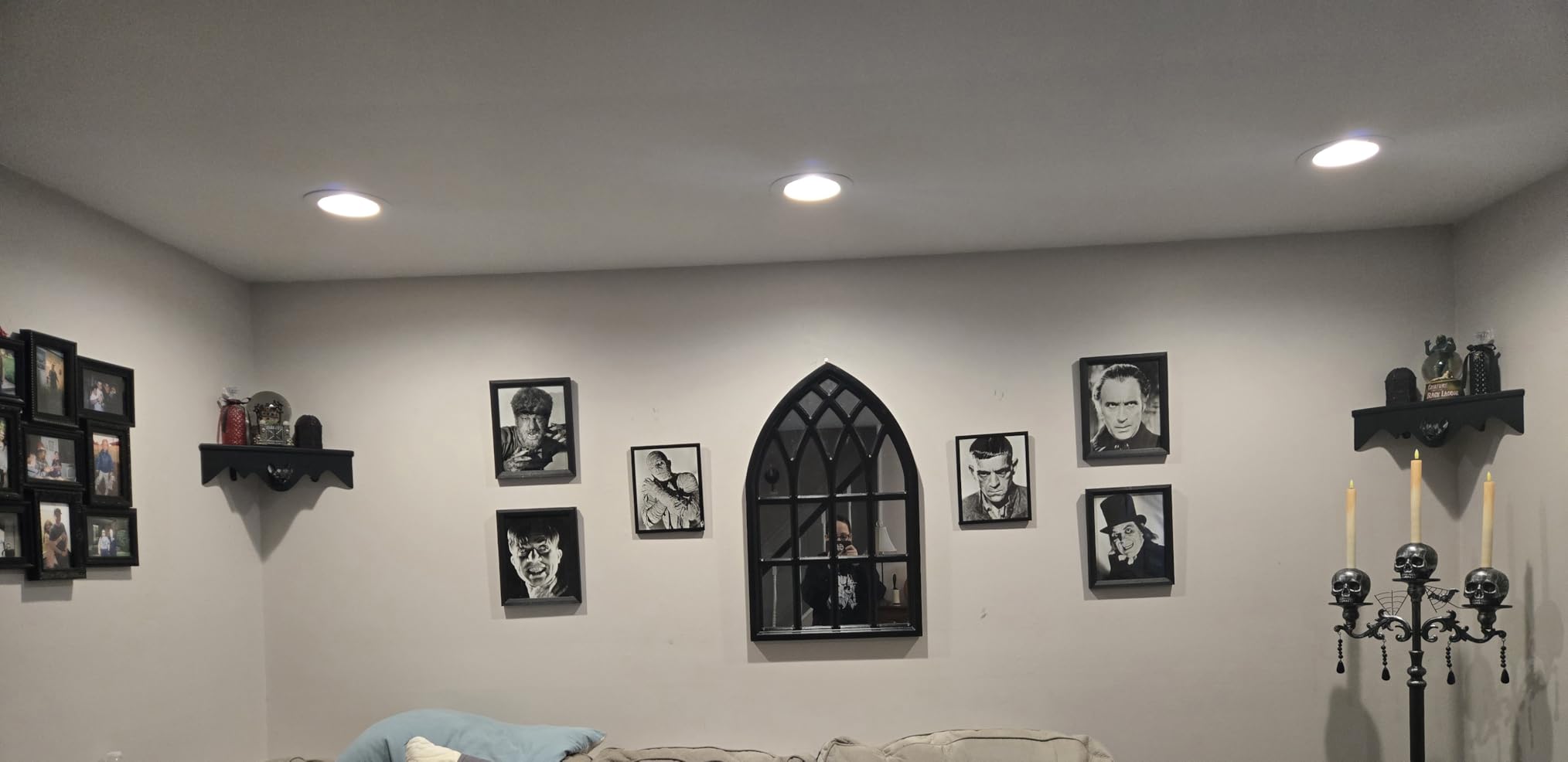 Gothic Arched Window Mirrors for Wall Decor 20 X 32 Inch, Black | Wood Frame Cathedral Windowpane customer photo 1