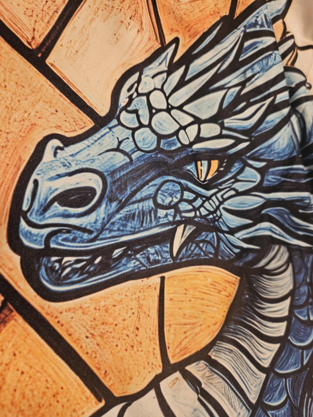 DYNH Blue Book Dragon Art Tapestry, Vintage Medieval Dragon Reading Books Wall Decor, Bookshelf Stained-glass Window Wall Hanging for Classroom Home Bedroom Living Room, 40X60 Inches customer photo 1