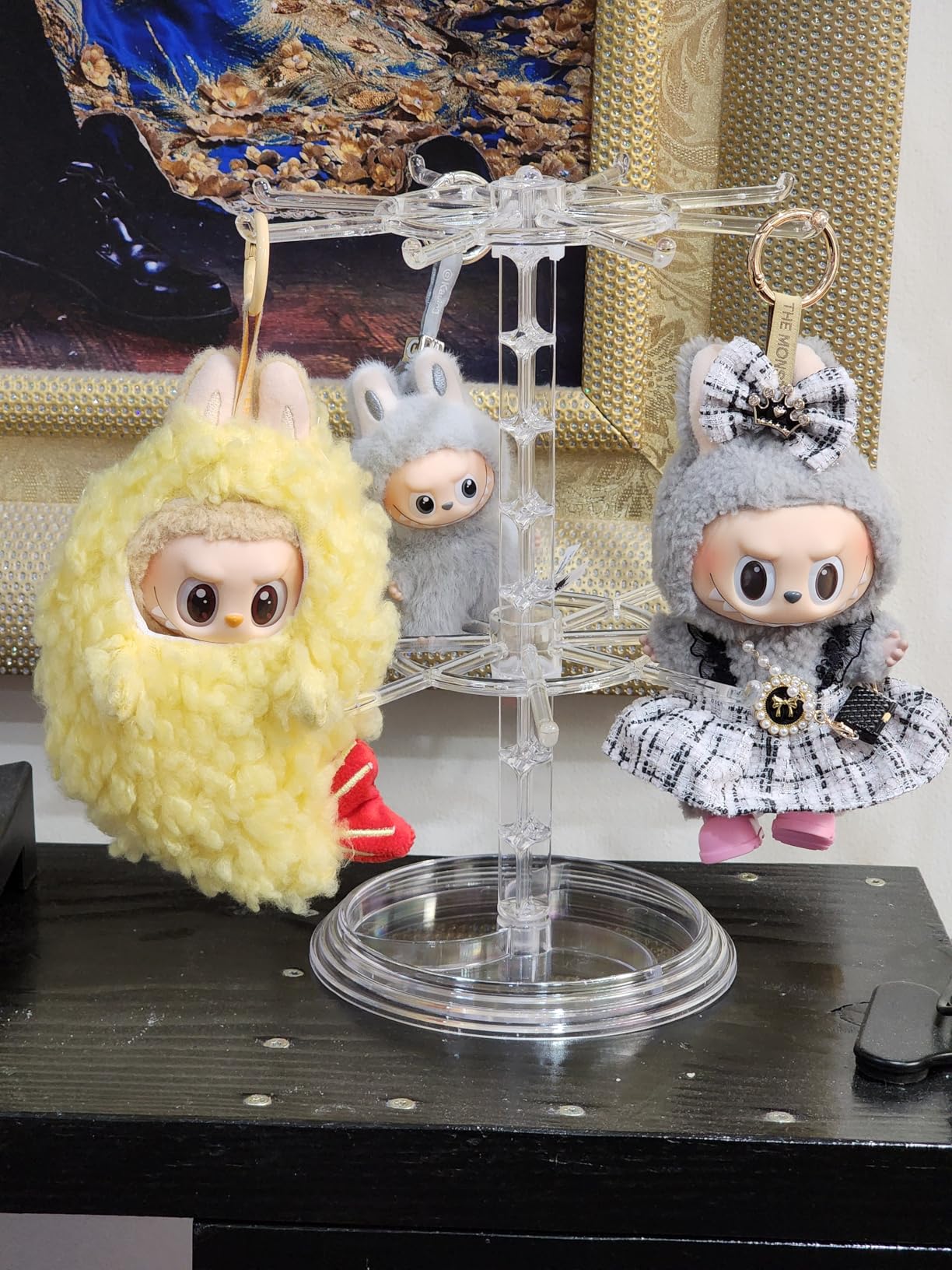 Transparent 360° Rotating Display Stand for Plush Dolls Keychains& Collectibles - All-Round Display, Manually rotates(No Doll) customer photo 2