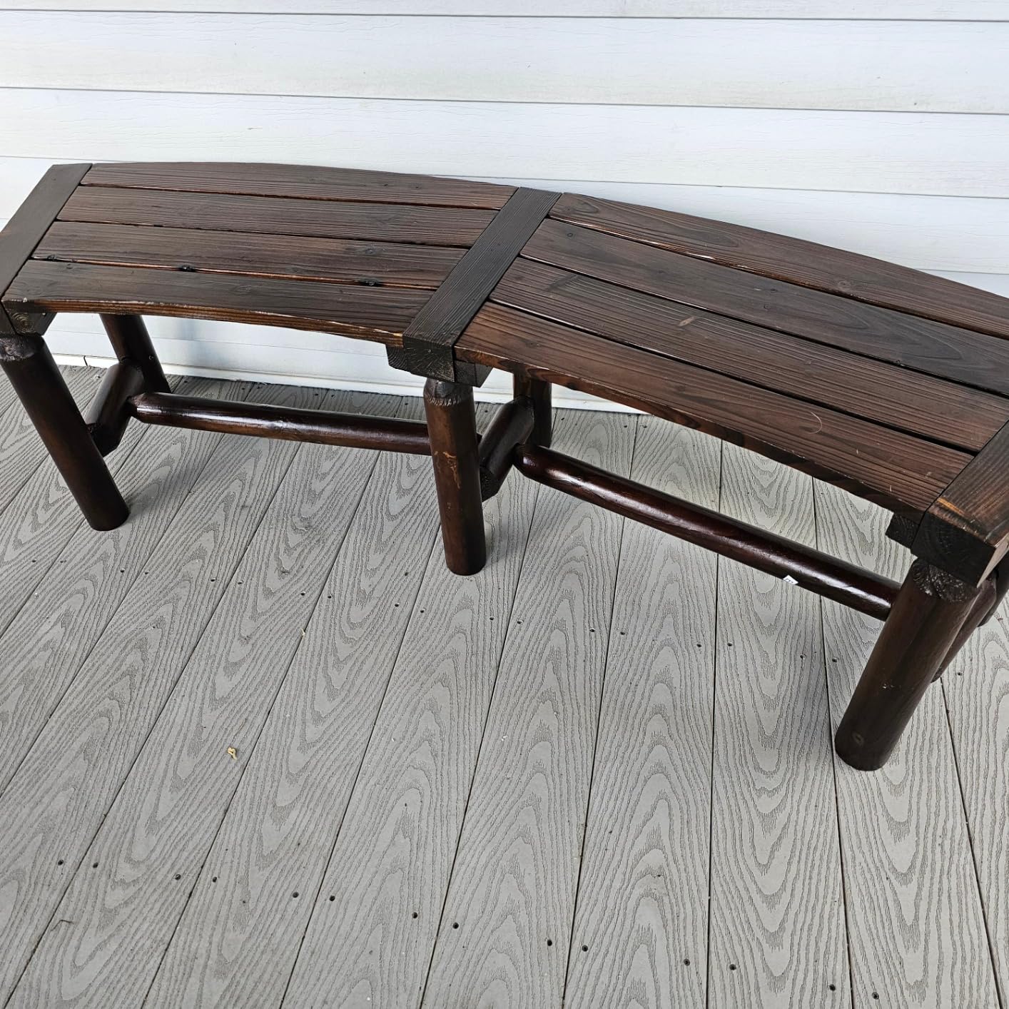 Tangkula Patio Curved Bench Set of 2, Carbonized Wood Dining Bench, Spacious & Slatted Seat, 710 LBS Max Load, 2-Person Wood Fire Pit Bench for Backyard, Garden, Porch customer photo 2