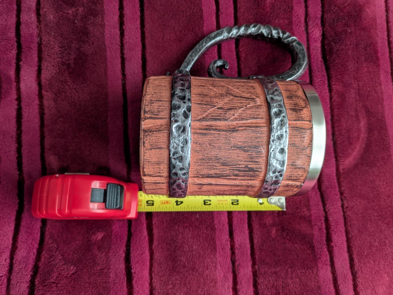 Wooden Barrel Beer Mug Handmade Wood Bucket Heavy Mug with Handle | Stainless Steel Cool Beer Stein for Men, Vintage Tankard Cup Coffee Mugs for Bar Restaurant, Renaissance Accessories, 18OZ customer photo 2