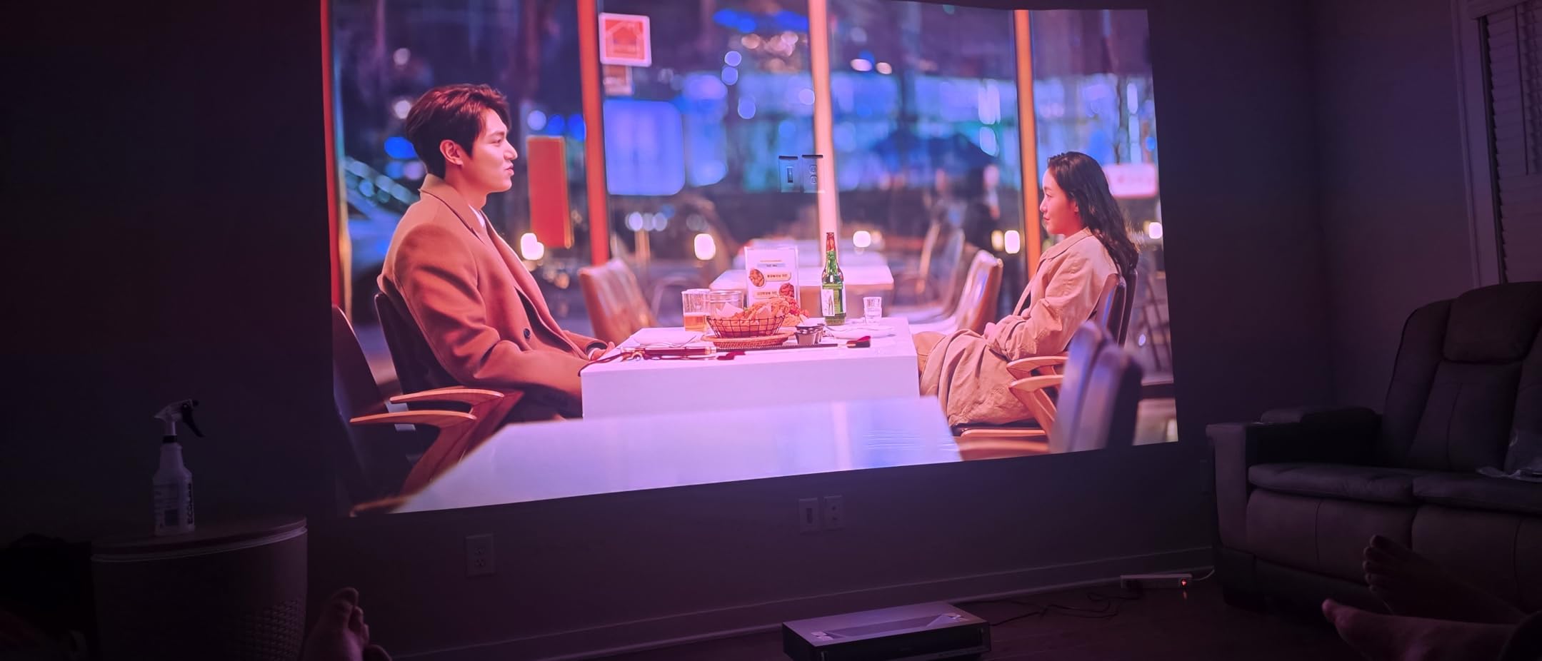 Hisense PT1 Ultra Short Throw Triple Laser Projector, 4K UHD, Google TV, 80 inch to 150 inch, 2500 Lumens, 3000:1 Contrast, IMAX Enhanced, Dolby Vision & Atmos, 3D, 240 High Refresh Rate customer photo 1