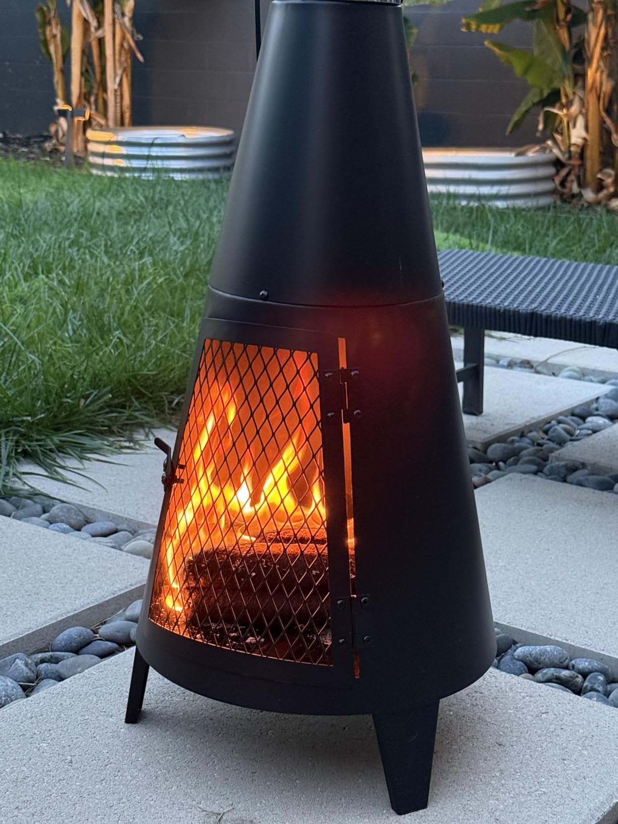 3.6ft Mini Chiminea Outdoor Fireplace for Patio with Fire Mat and Poker, Small Metal Chimineas Patio and Beach Fire Pits & Outdoor Fireplaces customer photo 1