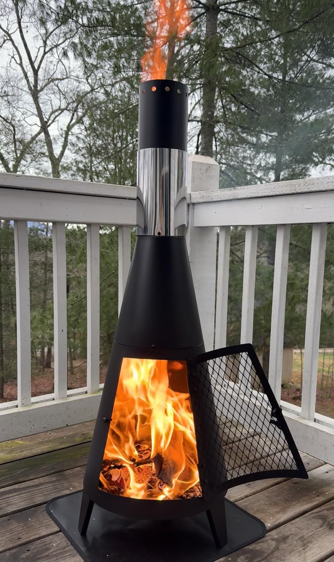 3.6ft Mini Chiminea Outdoor Fireplace for Patio with Fire Mat and Poker, Small Metal Chimineas Patio and Beach Fire Pits & Outdoor Fireplaces customer photo 2