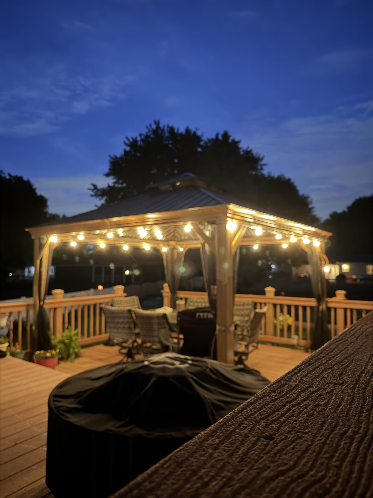 addlon 100FT Outdoor String Lights G40 with Remote, 54 LED Shatterproof Bulbs, Dimmable Patio Globe Lights Waterproof, Hanging Outside Lighting for Backyard, Garden, Deck, Balcony, Porch, Cafe, Decor customer photo 2