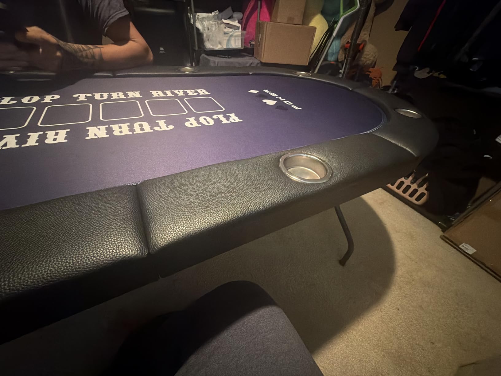 3-in-1 Foldable Poker Table with Interchangeable Game Mat | 72-inch table for up to 8 players, reversible game mat for Texas Hold'em & Blackjack customer photo 1