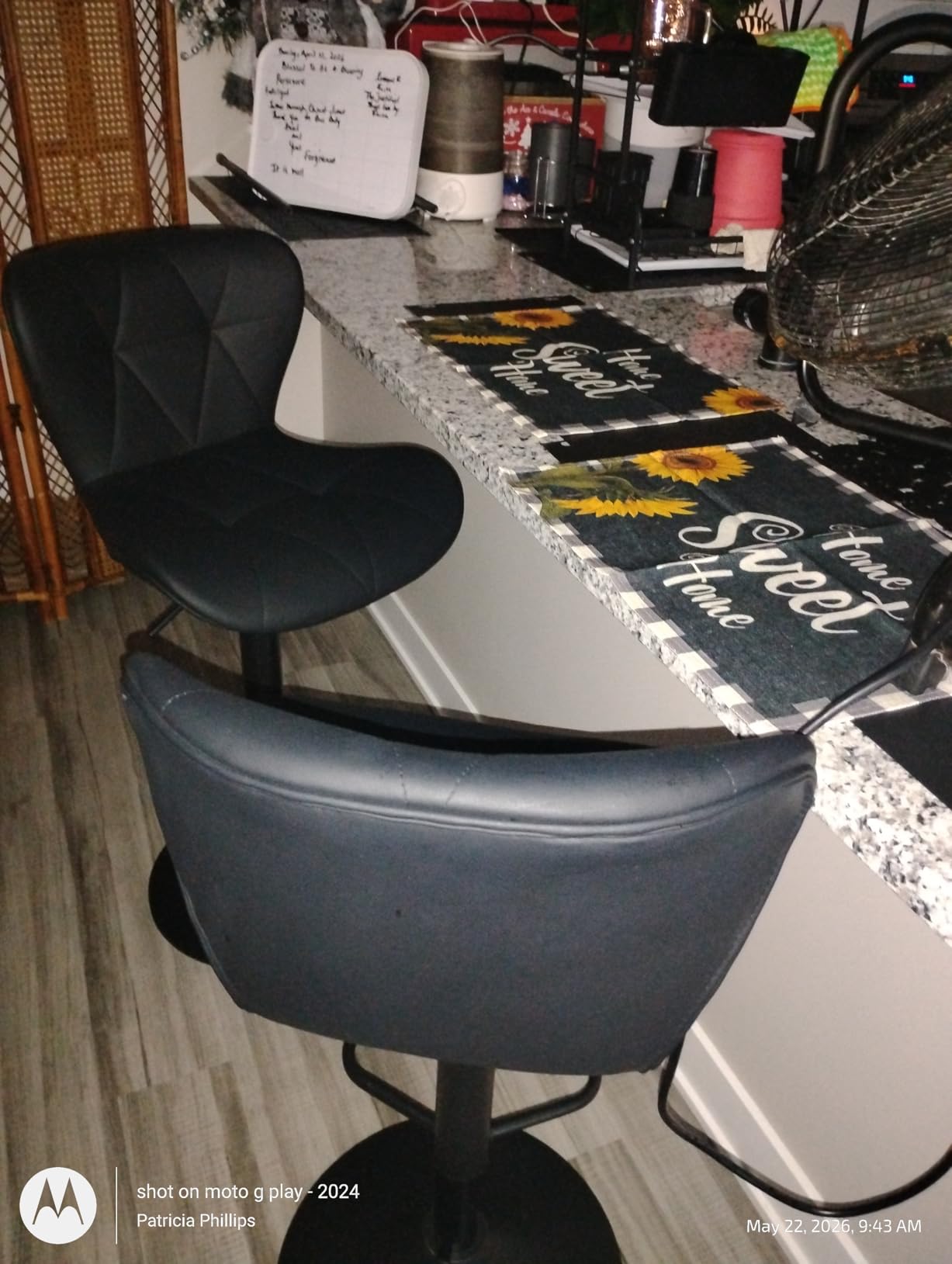 Sweetcrispy Bar Stools Set of 4, Faux Leather Swivel Adjustable Bar Chairs | Counter Height Barstools, Upholstered with Back, Armless, Modern Style Finish, Kitchen Island, Grey customer photo 2