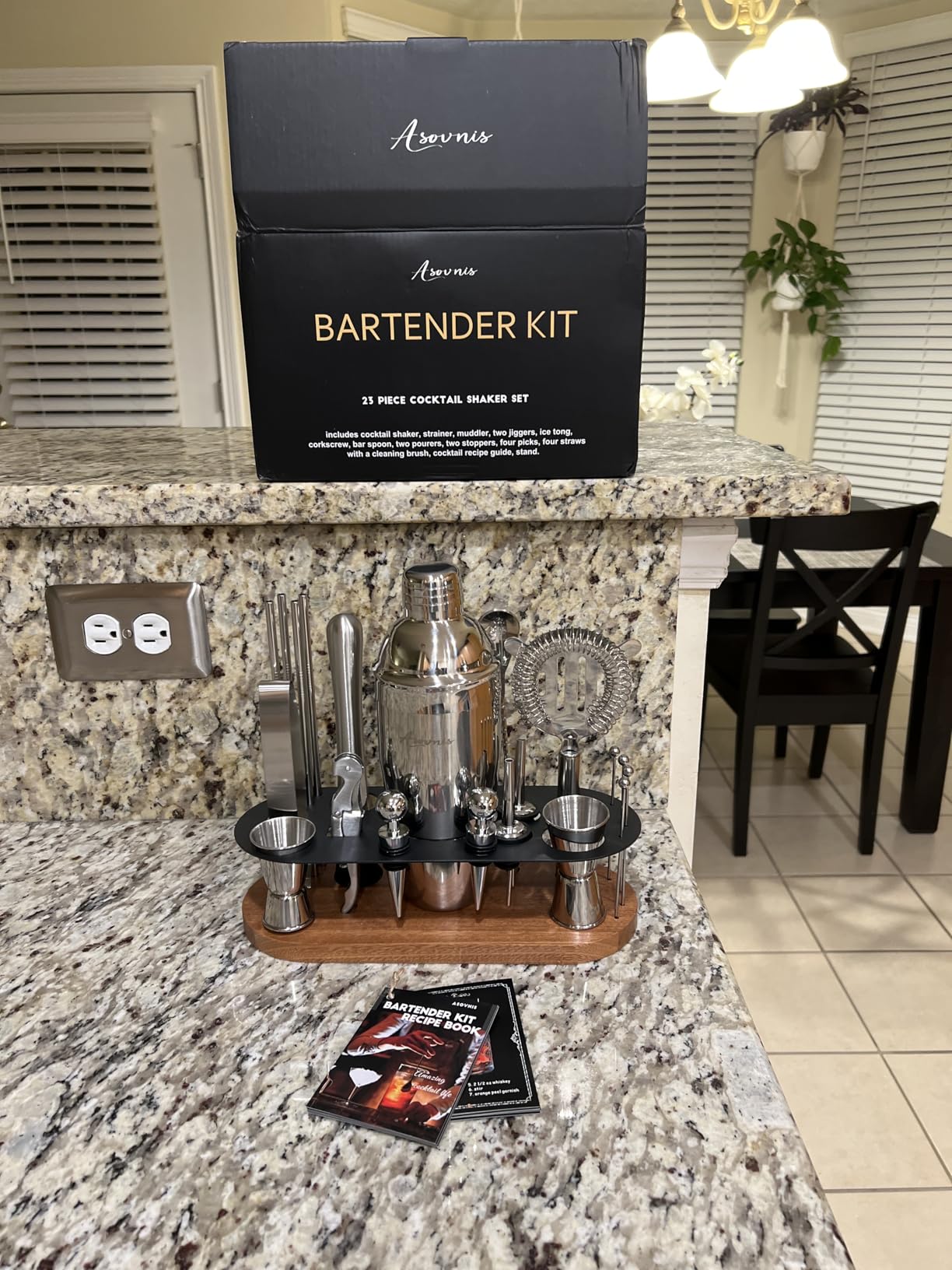 23-Piece Bartender Kit, Cocktail Shaker Set with Stand | Bar Set Drink Mixer Set with All Essential Bar Tools: Martini Shaker,Bar Mixer Spoon, Jigger, Strainer, Muddler, Pourers, for Home, Bar, Party customer photo 1