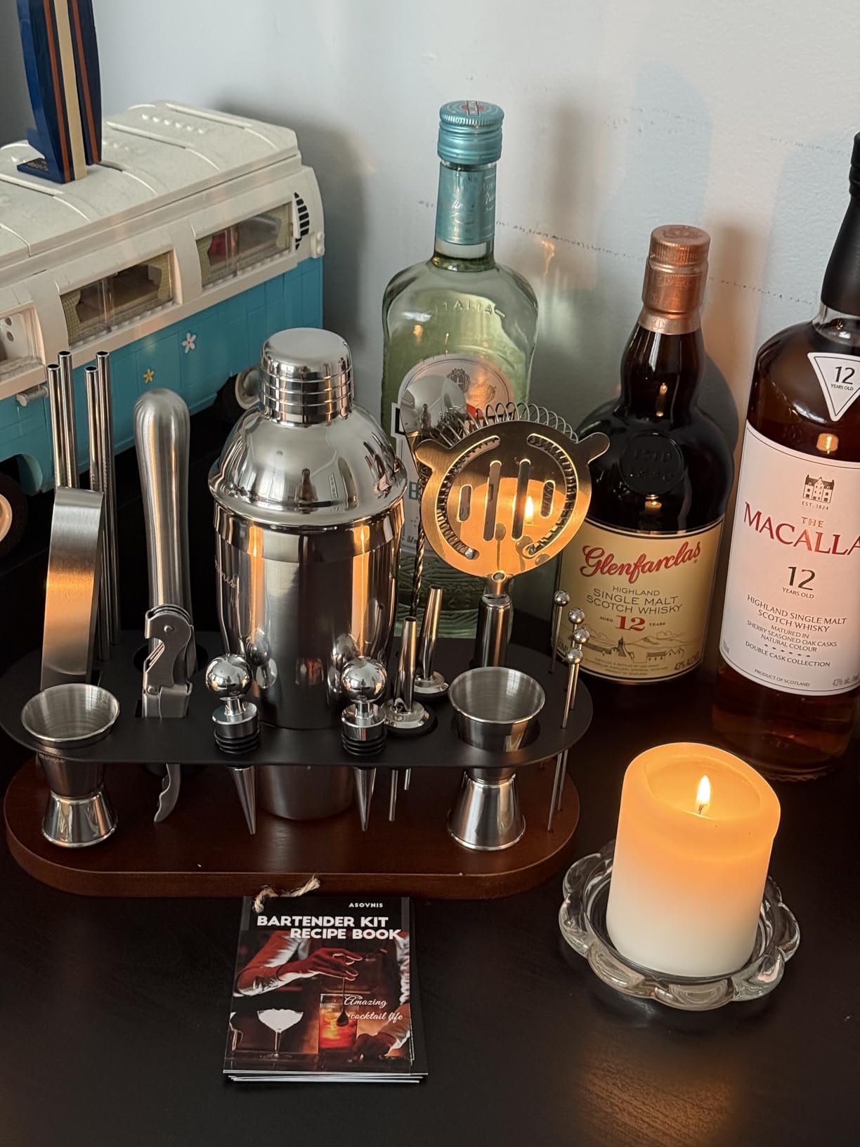 23-Piece Bartender Kit, Cocktail Shaker Set with Stand | Bar Set Drink Mixer Set with All Essential Bar Tools: Martini Shaker,Bar Mixer Spoon, Jigger, Strainer, Muddler, Pourers, for Home, Bar, Party customer photo 2