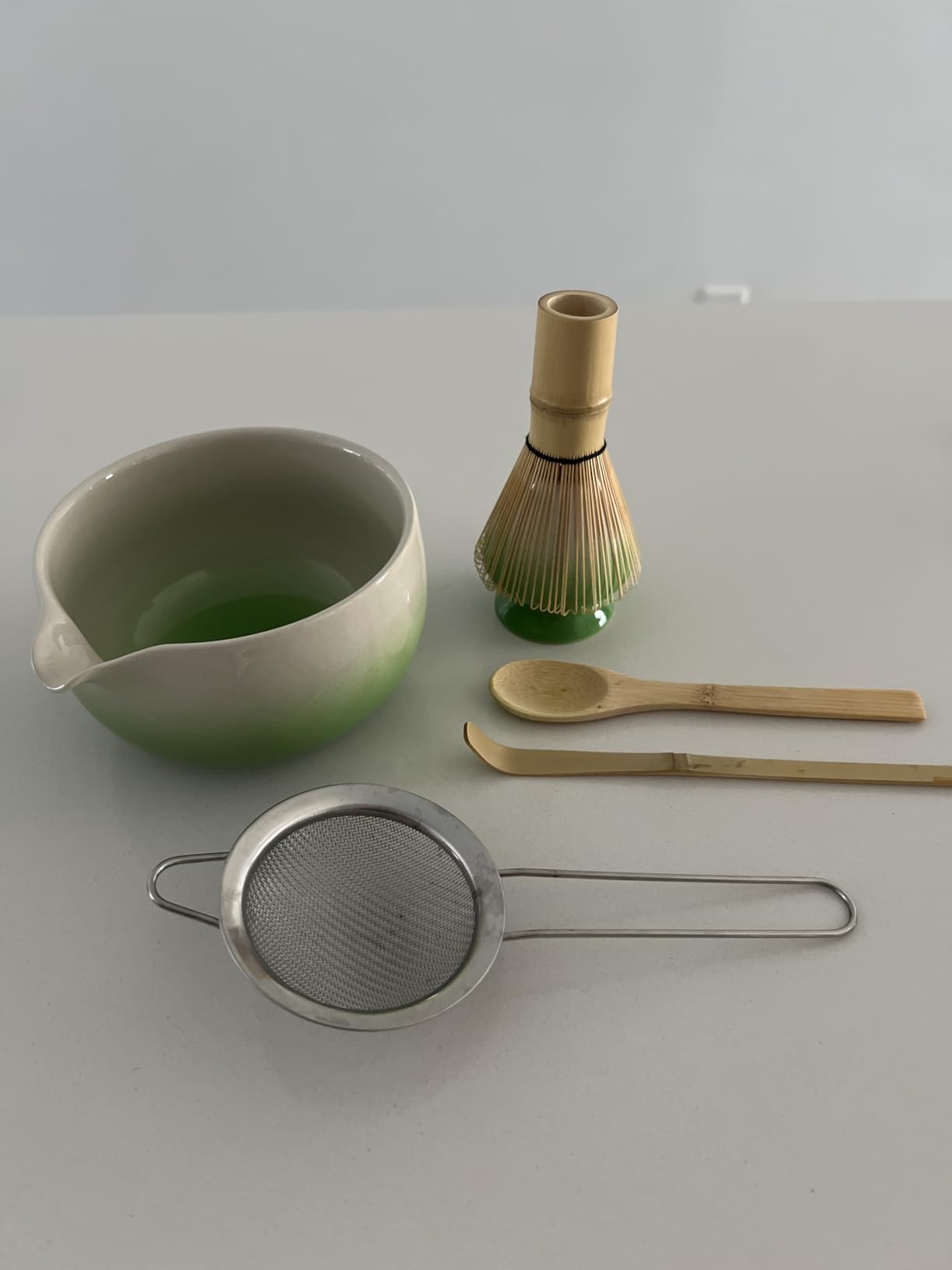 Matcha Whisk Set, Ceramic Matcha Set Includes Bowl & Holder, Bamboo Whisk (Chasen), Scoop, Spoon and Sifter, 6PCS Matcha Kit Covers Everything Needed for Making Matcha (Green) customer photo 2