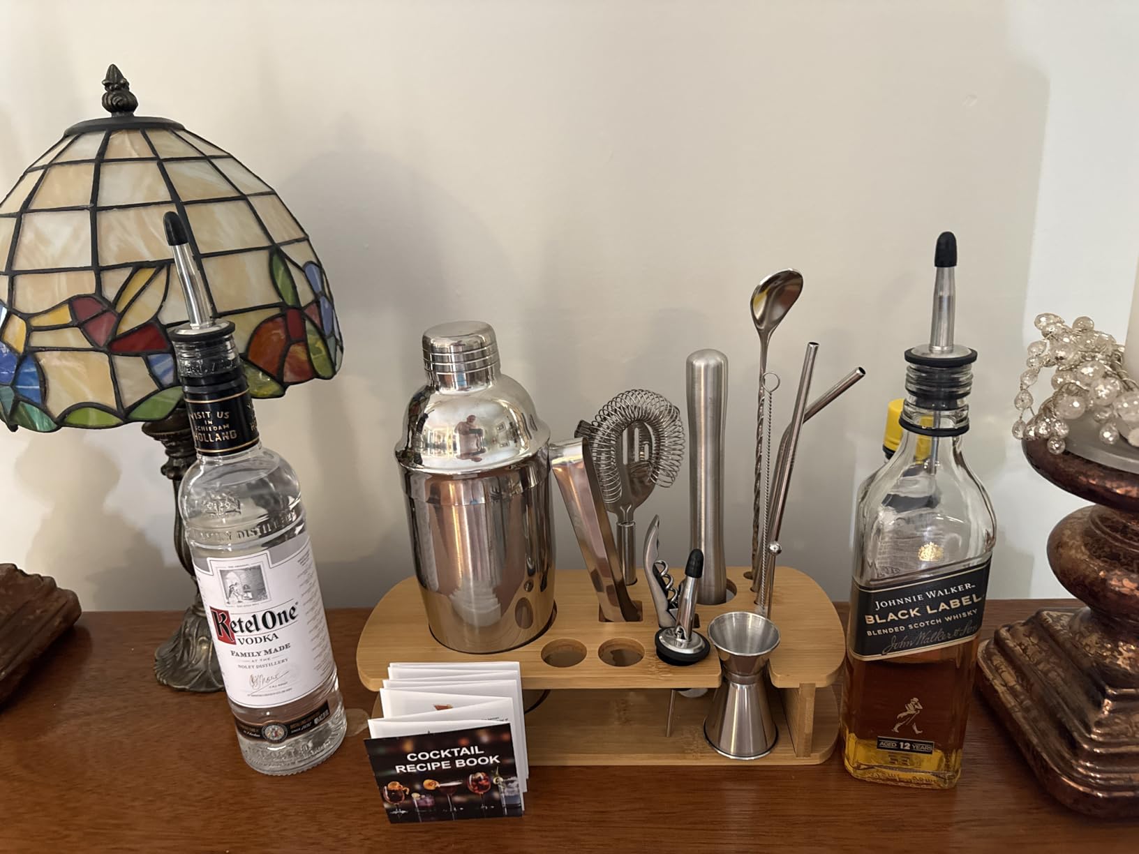 FineDine 17-Piece Stainless Steel Bar Set Cocktail Shaker Set Bartender Kit | Mixology Kit, Stainless Steel Bar Tools, Shaker Tins, Jigger, Strainer, Muddler, Spoon, Pourers, Stand customer photo 1