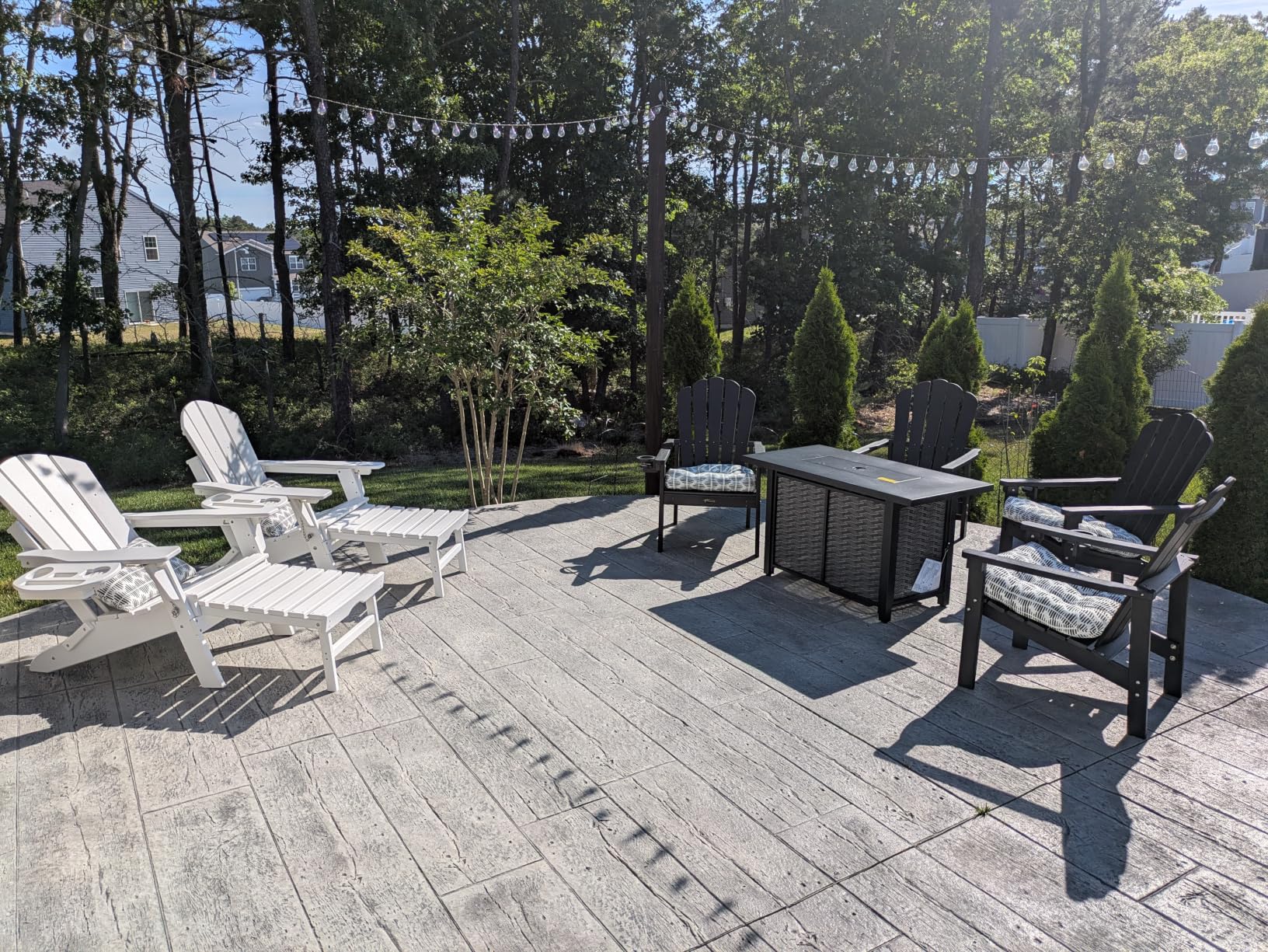 Stackable Adirondack Chair Set of 4, HDPE Fire Pit Chairs Set of 4 | All-Weather Plastic Outdoor Chairs, with Cup Holder, Wide Seat, Durable and Space Saving, for Deck, Backyard, Lawn, Black customer photo 2