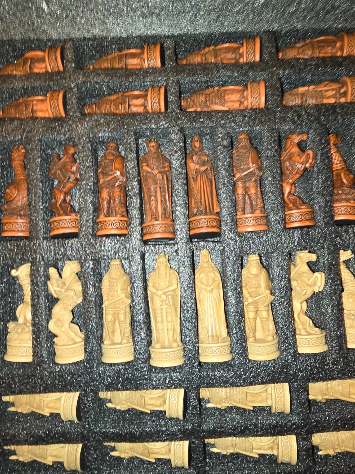 Antique Ivory & Brown Norse Viking Chess Set with 18 inch Walnut Color Board customer photo 1