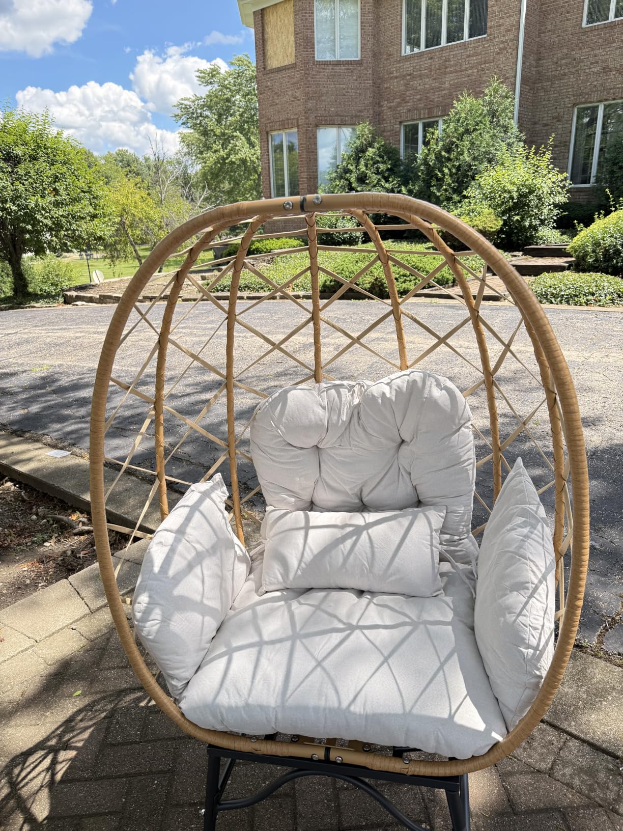 Wicker Egg Chair Outdoor, 480 lb Oversized Patio Lounge Chair, Beige | Egg Chair Indoor with Thick Cushion, Waterproof PE Rattan and Stainless Steel Frame for Balcony, Porch, Backyard, Bedroom customer photo 2