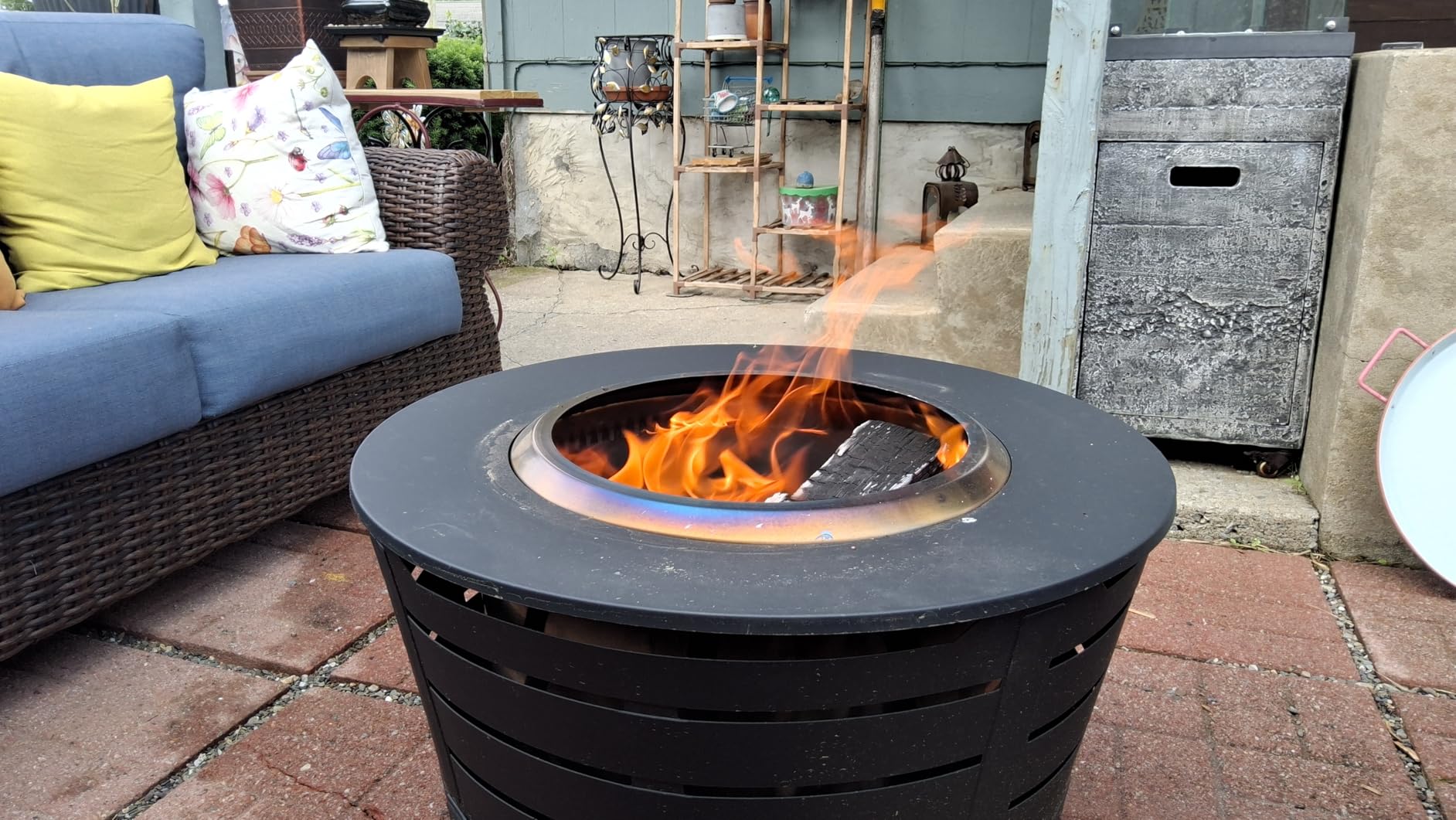26.5 Inch Smokeless Fire Pit, Outdoor Portable Fire Pit with Stand, Removable Ash Pan & Heat Shield, Large Wood Burning Firepit Bonfire for Outside, Backyard, Patio, Camping customer photo 1