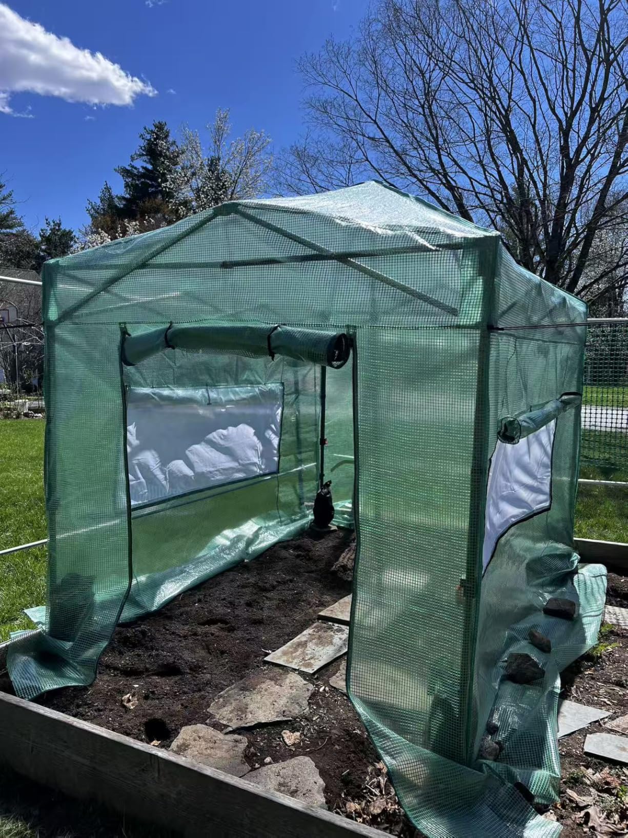 CROWN SHADES 8x6 Pop Up Greenhouse,Walk-in Greenhouse,Green | Pop Up Portable, Center Lock One Push Instant, Roll-Up Door, Mesh Windows & Adjustable Height,Backyard Garden customer photo 1