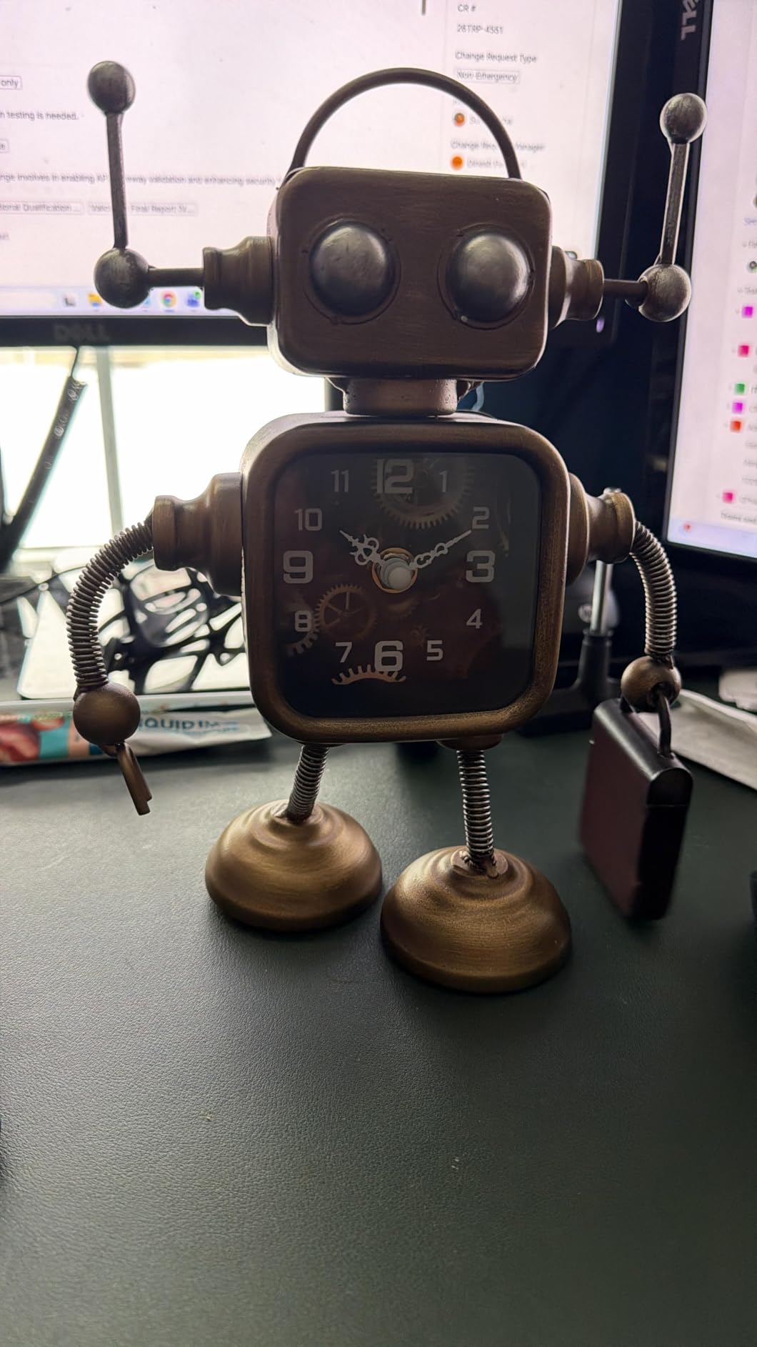 AYRELY Industrial Steampunk Robot Table Clock, Battery Operated Handcrafted Metal Desk & Shelf Clock, Retro Mechanical Decorative Clock for Home, Living Room, Fireplace Decor customer photo 2