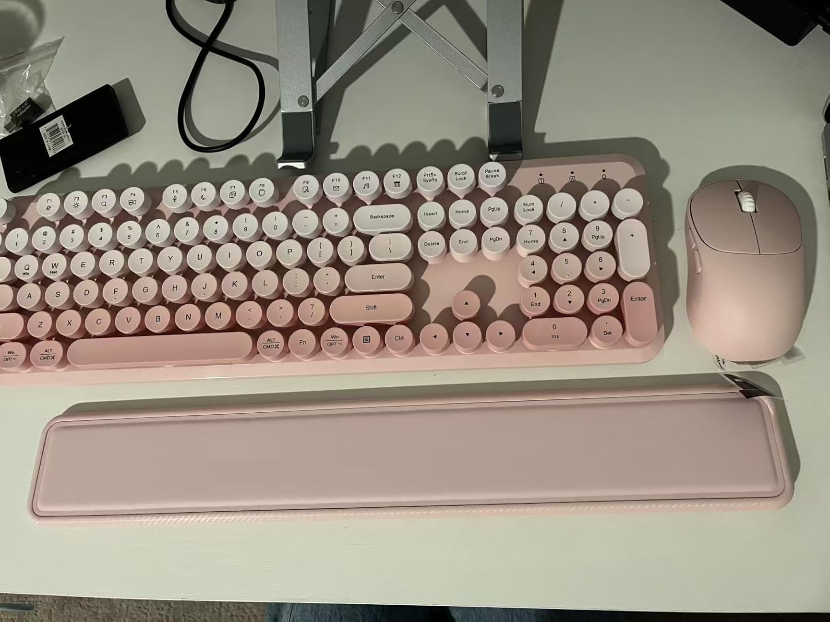 Wireless Keyboard and Mouse Combo, Magnetic Soft-Touch Wrist Rest, Round Keycaps, Full-Size Retro Typewriter Keyboard, 2-Stage Tilt Legs, Auto Sleep, 2.4GHz Cordless for Windows PC, Beige-Brown Ombre, SABLUTE CK23 Plus customer photo 1