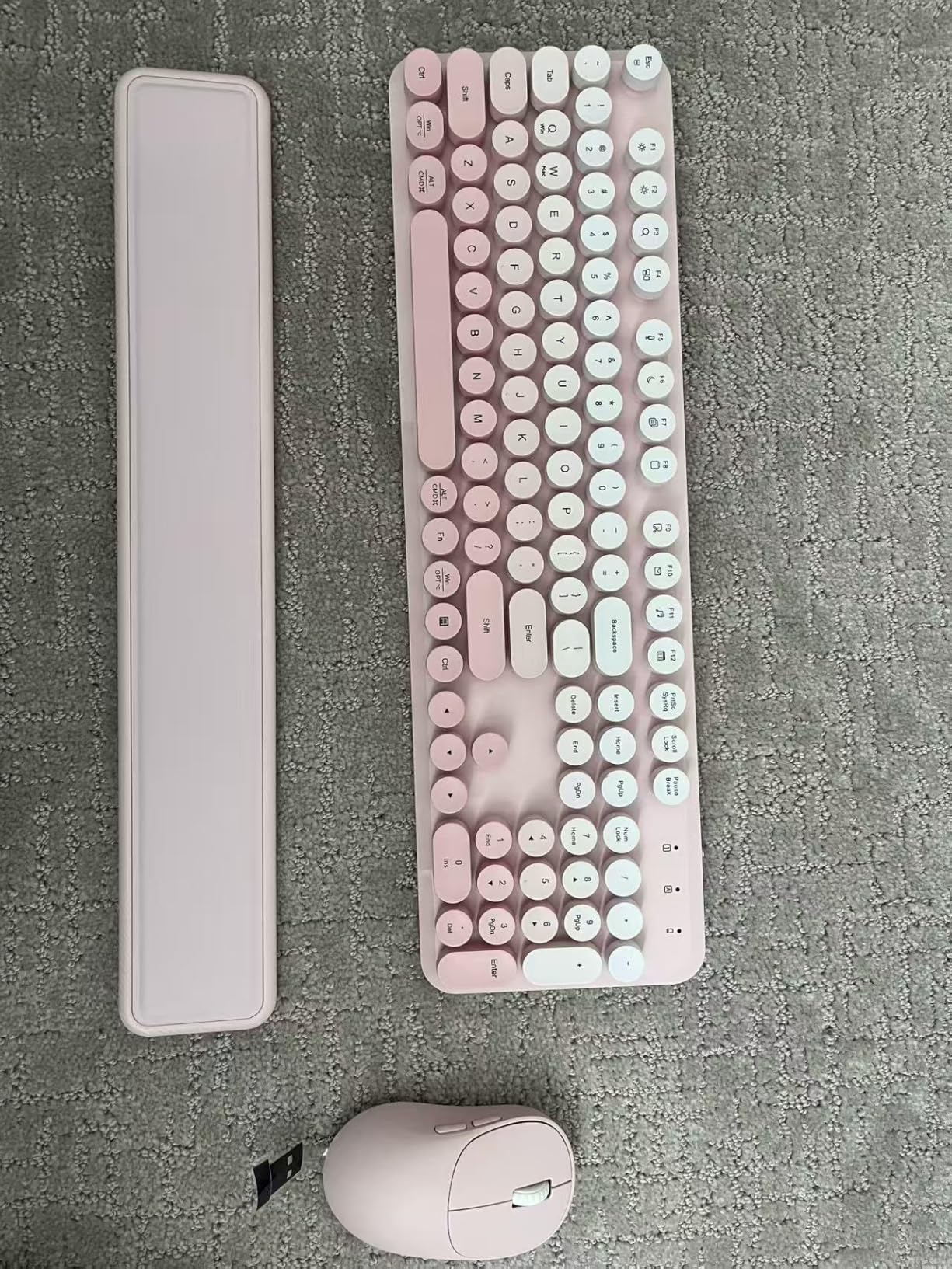 Wireless Keyboard and Mouse Combo, Magnetic Soft-Touch Wrist Rest, Round Keycaps, Full-Size Retro Typewriter Keyboard, 2-Stage Tilt Legs, Auto Sleep, 2.4GHz Cordless for Windows PC, Beige-Brown Ombre, SABLUTE CK23 Plus customer photo 2