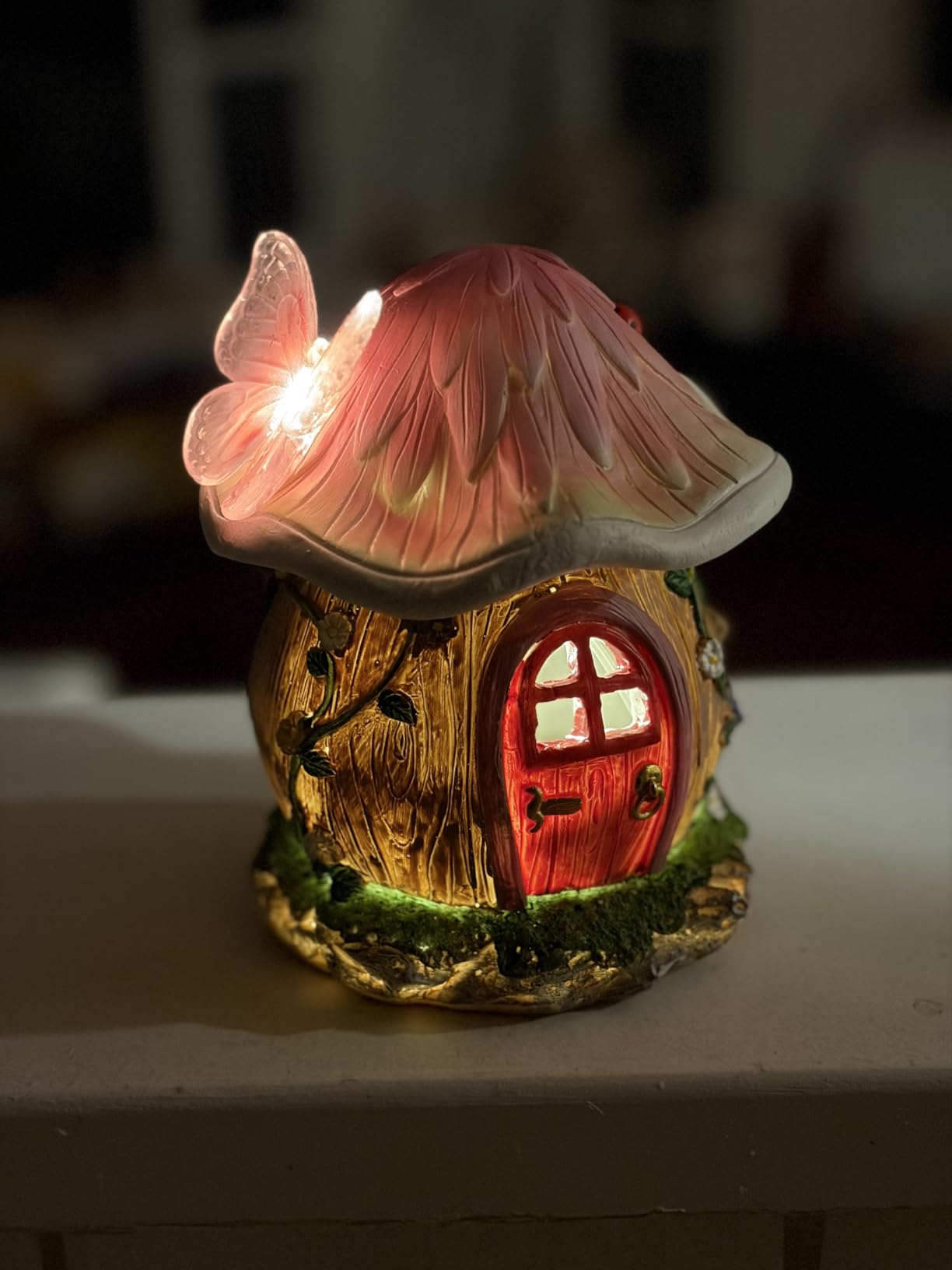 Mushroom Fairy Garden House Statue Outdoor Figurine with Solar Light - Fairy Garden Accessories Decor & Fairy Cottage Ornaments for Patio Yard Balcony Decoration customer photo 1