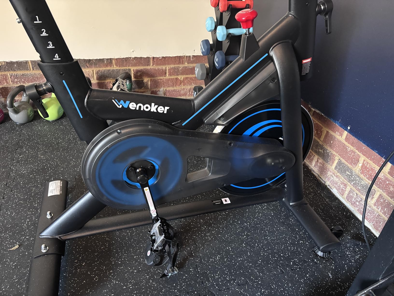 Wenoker Exercise Bike for Home, Magnetic Stationary Bike with App Sync, Indoor Cycling Bike with Adjustable Seat & Handlebar, Quiet Belt Drive, LCD Monitor, Tablet Holder & Transport Wheels for Cardio Workout customer photo 1
