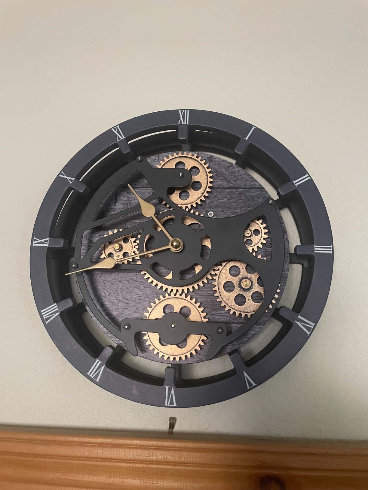 Moving Gears Desk Clock, Mantle Clock, Industrial Steampunk Art Decorative Clocks for Living Room Farmhouse Office (12inch Bronze Roman) customer photo 1