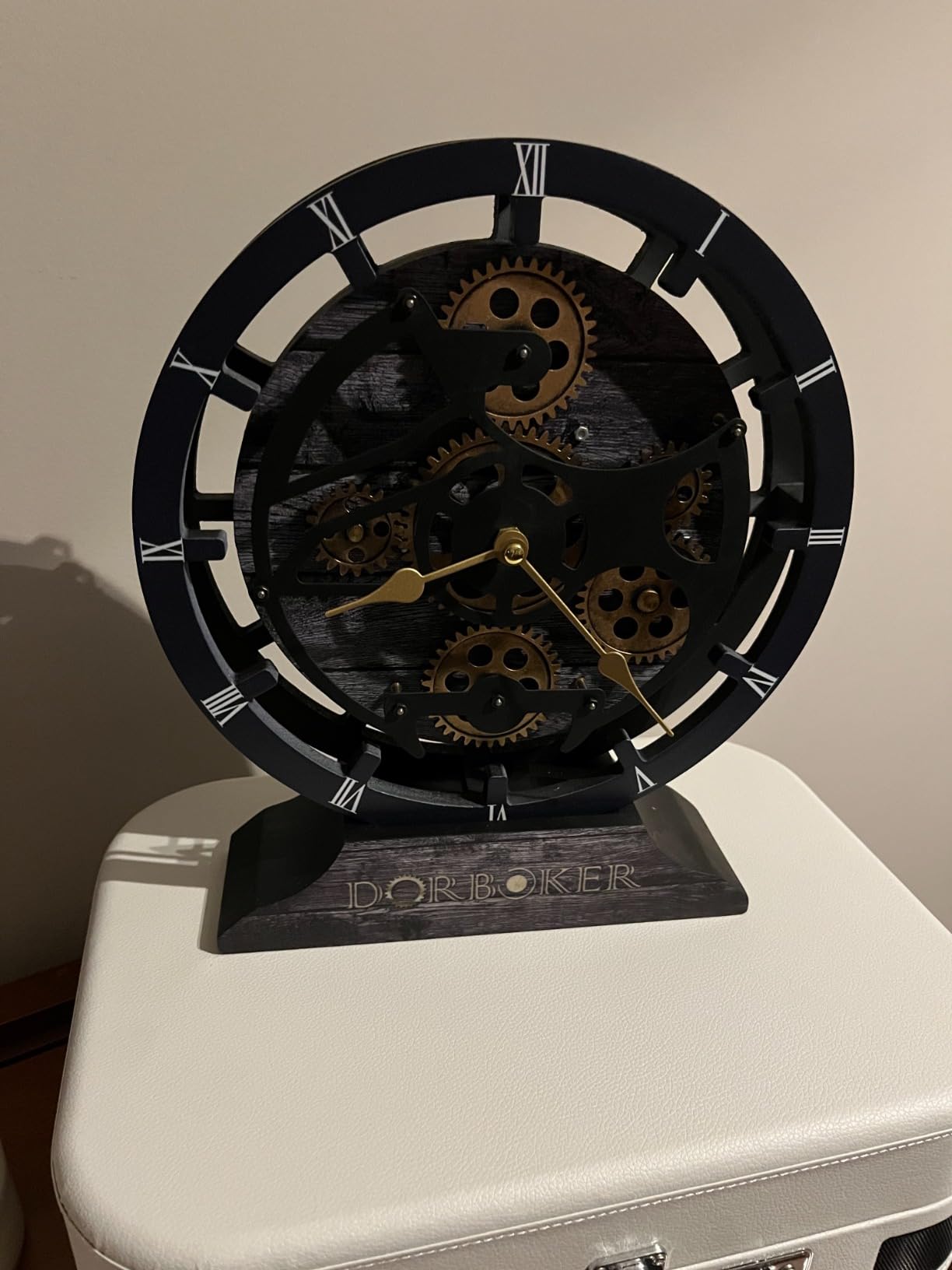 Moving Gears Desk Clock, Mantle Clock, Industrial Steampunk Art Decorative Clocks for Living Room Farmhouse Office (12inch Bronze Roman) customer photo 2