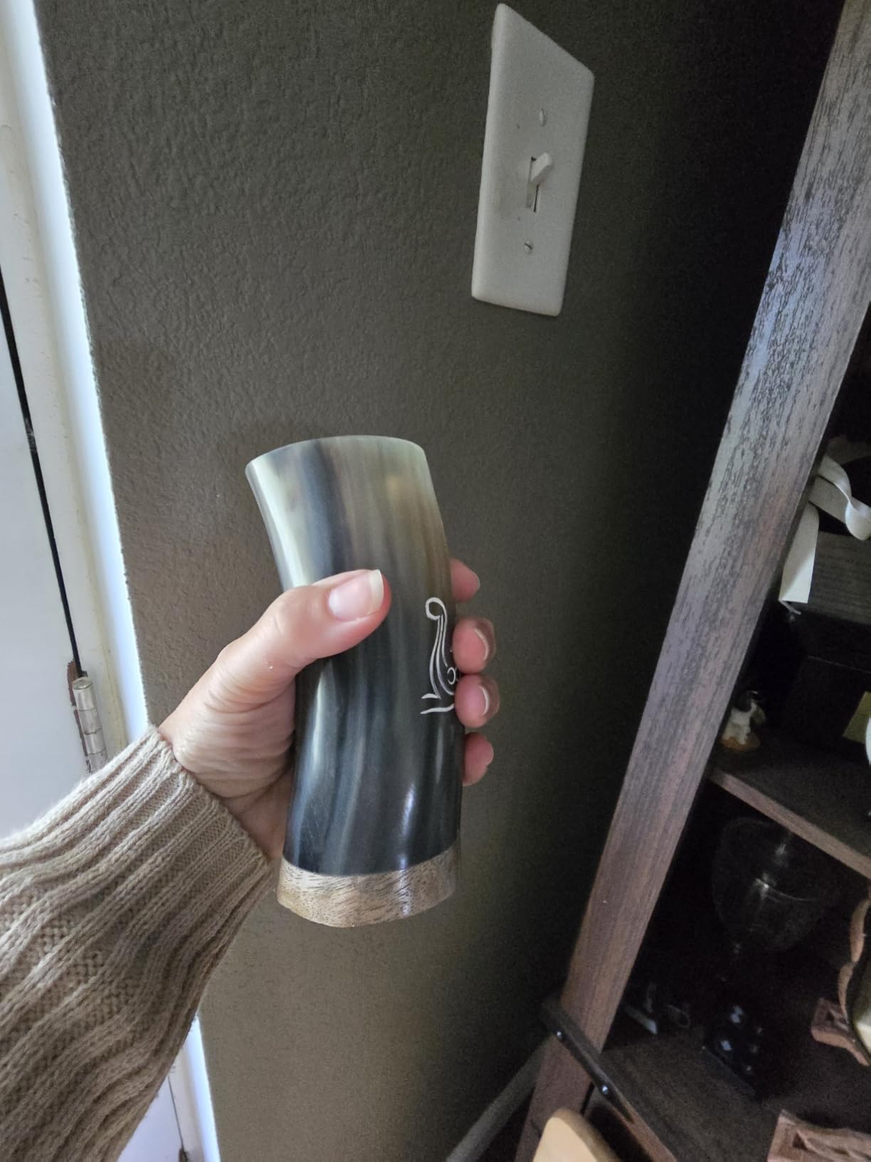Trondebal Viking Drinking Horn Mug Set of 5, 7-10 oz | Authentic Ox Horn Cups, Thor Bottle Opener Included, Medieval Tankard Beer Stein, For Beer, Ale, Mead customer photo 2