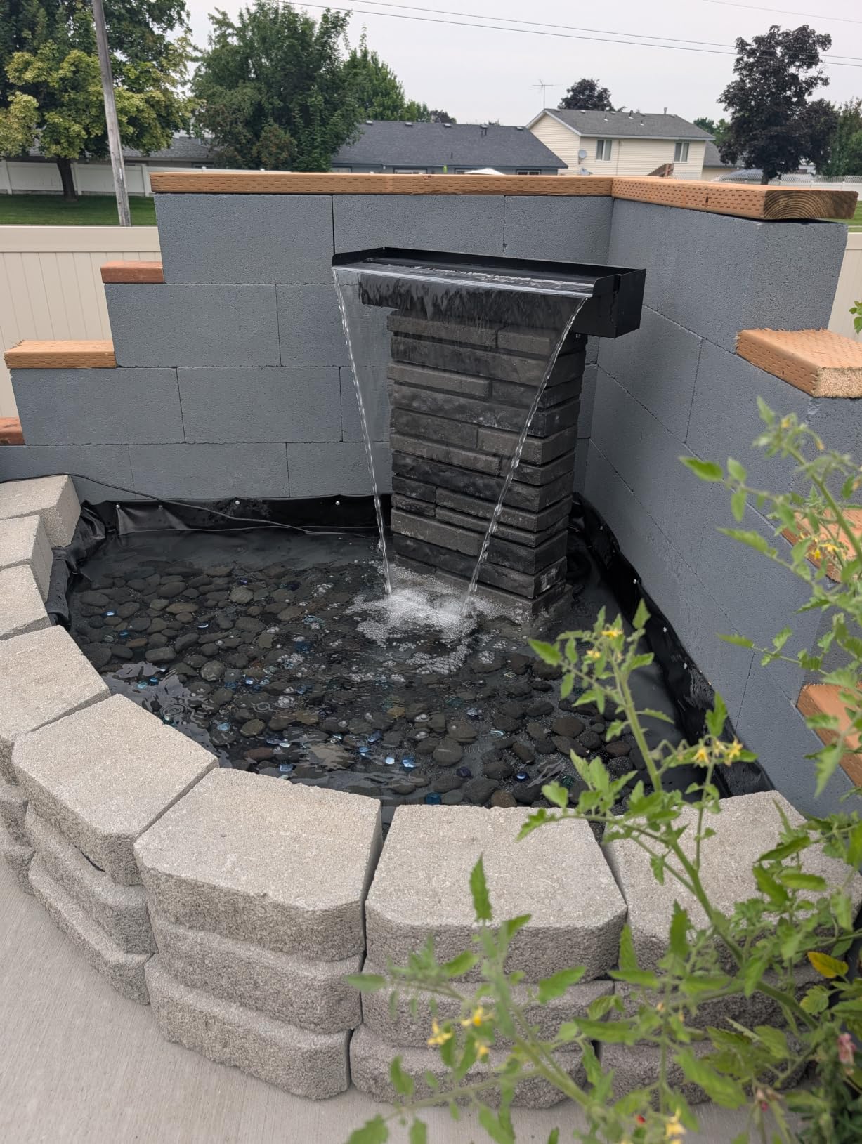 24 Inch Pond Waterfall Spillway with 1200GPH Pump, 304 Stainless Steel Pond Waterfall Kit with 9.8FT Corrugated Tube, Pond Waterfall Box for Outdoor Pond Waterfall System Garden Decor-P46 customer photo 1