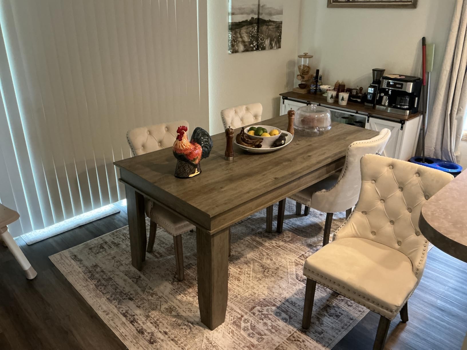 GarveeHome Farmhouse Dining Table for 6-8 People, 71 in Long Kitchen Tables with Wooden Sturdy Frame, 6 ft Large Rectangular Dinner Table for Dining Room, Kitchen, Natural Oak, 71