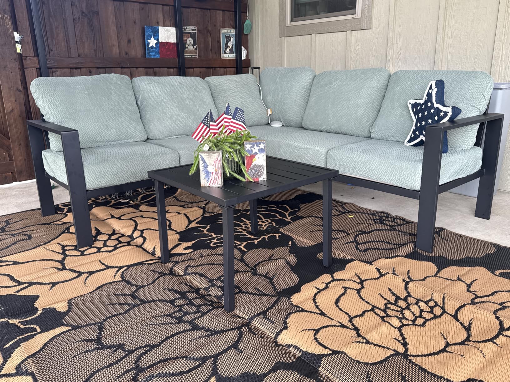 UDPATIO 6-Piece L Shaped Outdoor Sectional Sofa, 6