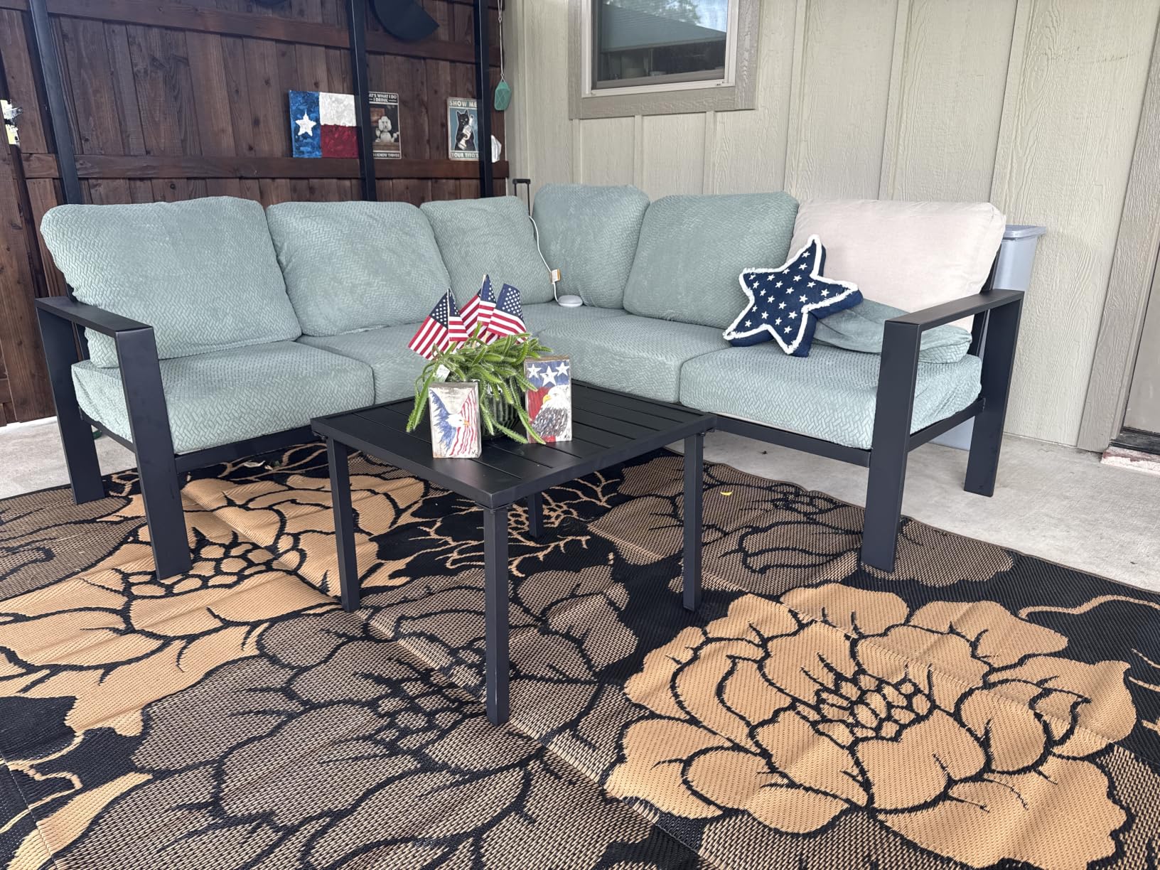 UDPATIO 6-Piece L Shaped Outdoor Sectional Sofa, 6