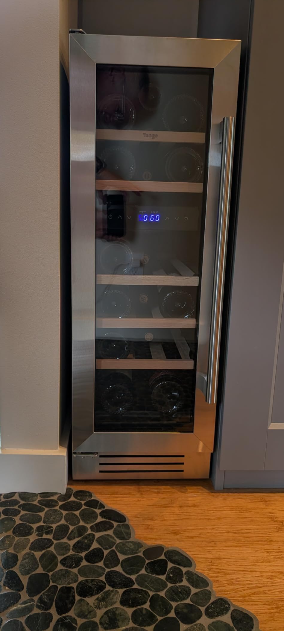 Yeego 24'' Wine Cooler Refrigerator - 52 Bottles Dual Zone Wine Fridge | 40-65°F Glass Door LED Lighting Under Counter Adjustable Shelves Automatic Defrost Energy Efficient for Home Bar Office customer photo 1