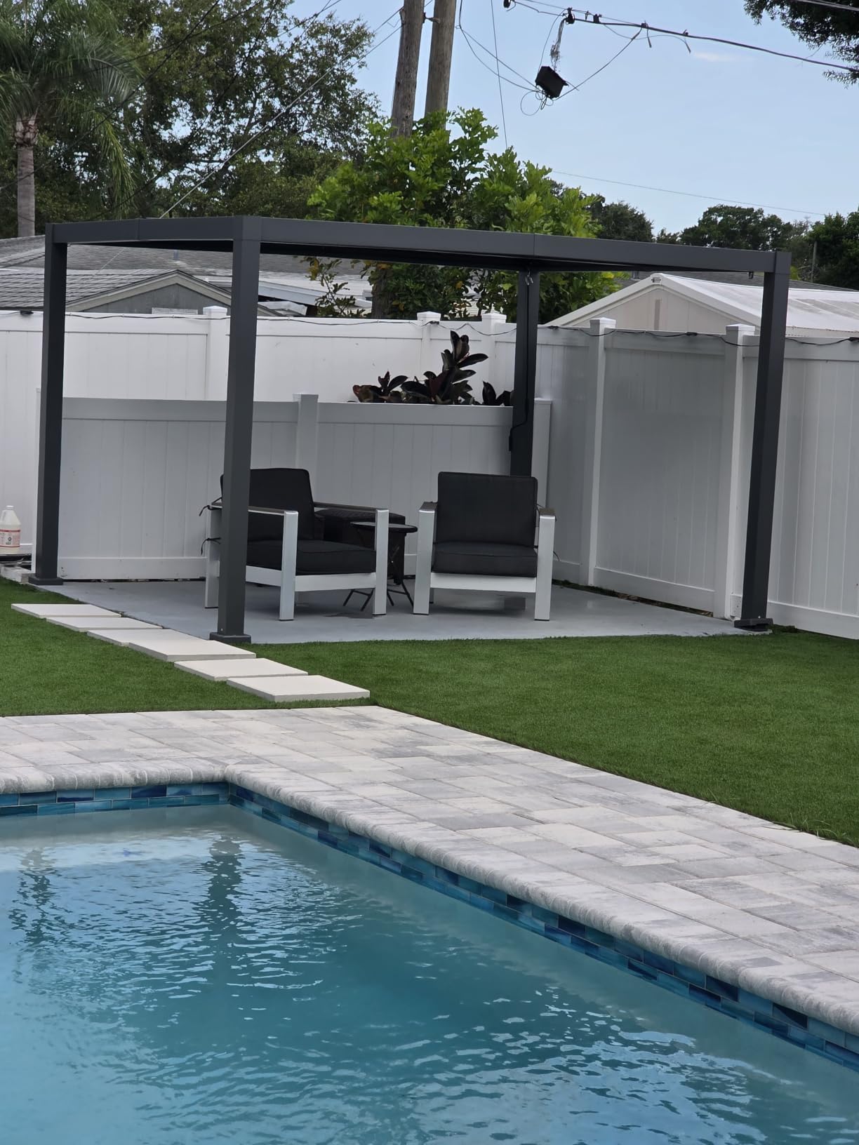 12x16FT Louvered Pergola, Modern Style Outdoor Pergola with Adjustable Louvered Roof, Reinforced Aluminum Frame, Integrated Drainage System, Hardtop Gazebo for Patio, Deck, Gray customer photo 1