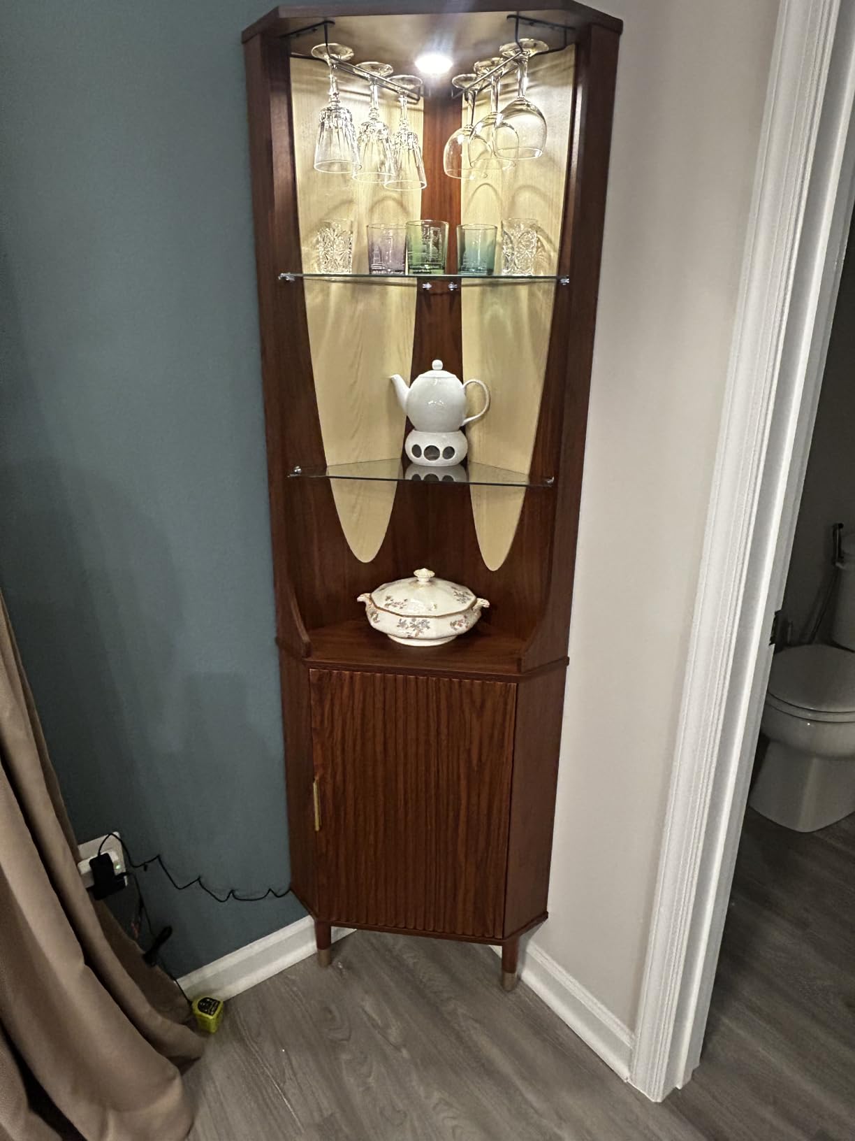 JOINICE Small Accent Cabinet with Hand-Carved Door for Living Room/Bedroom | Hand-Carved Floral Design, Farmhouse/Rustic Style, Space-Saving, Sofa Table, Solid Wood Legs, Adjustable Shelf, Easy Assembly customer photo 2