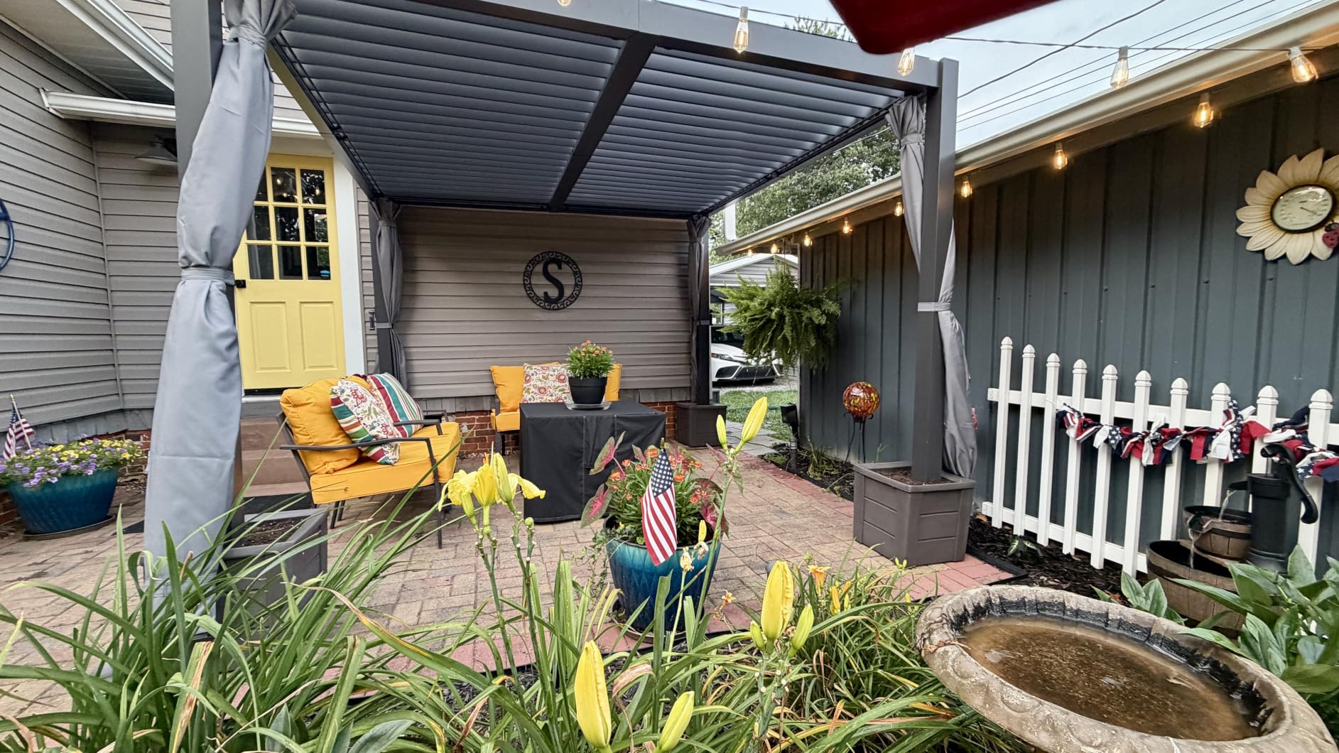 Aoxun Louvered Pergola 10x12 All-Aluminum, Waterproof Curtains and Netting | Outdoor Gazebo with 2 Independent Adjustable Roofs, Integrated Drainage System for Patios, Deck & Backyard customer photo 1