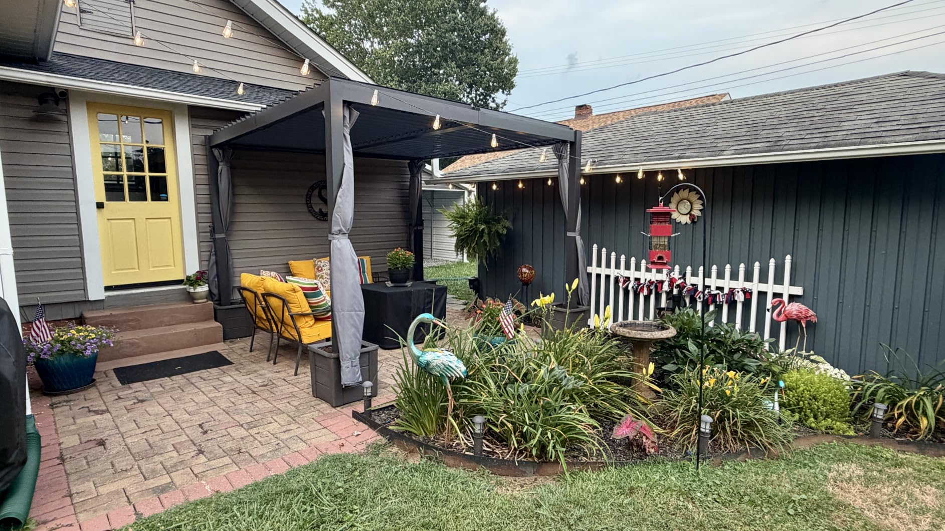 Aoxun Louvered Pergola 10x12 All-Aluminum, Waterproof Curtains and Netting | Outdoor Gazebo with 2 Independent Adjustable Roofs, Integrated Drainage System for Patios, Deck & Backyard customer photo 2