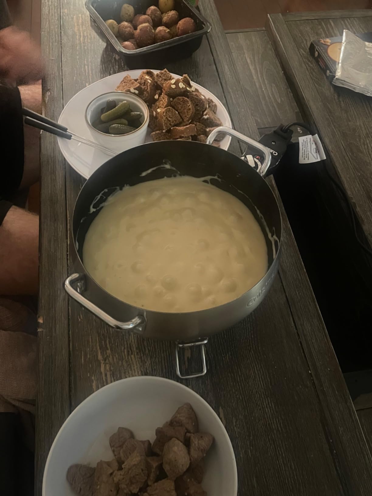 Cuisinart Electric Fondue Set, Nonstick Interior, 3-Quart Pot & 8 Forks | Electric fondue pot with 8 forks, heat control & dishwasher-safe interior for chocolate, cheese, broth & oil, CFO-3SSP1 customer photo 1