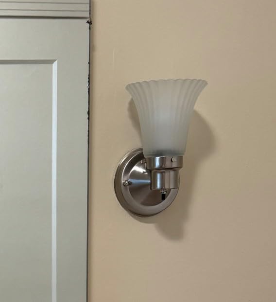Design House Village Traditional 1-Light Indoor Dimmable Wall Sconce, Frosted Flute Glass, Twist On/Off Switch, Bathroom Bedroom Hallway, Oil-Rubbed Bronze customer photo 1