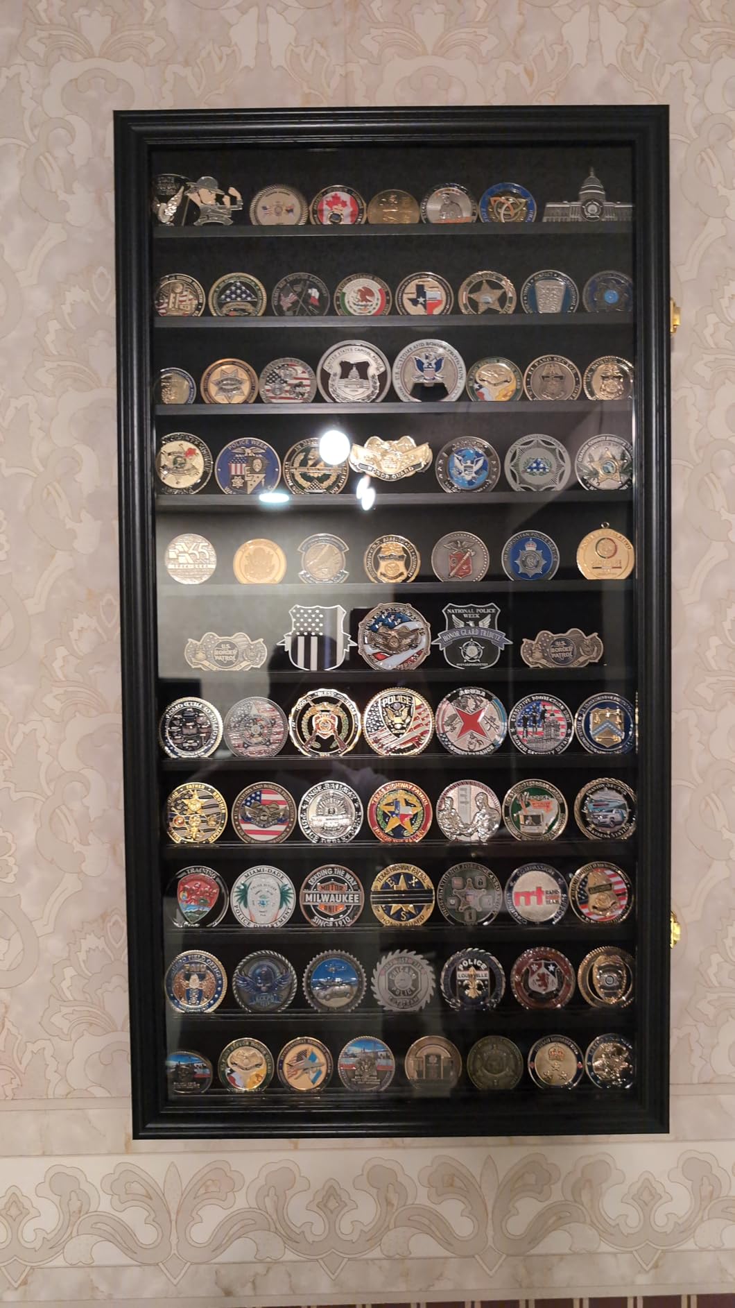DisplayGifts Military Challenge Coin Display Case Poker Chips Holder Wall Cabinet Rack 29 X 16 Compatible with Army Navy Air Force Marine Corps Challenge Coins customer photo 1