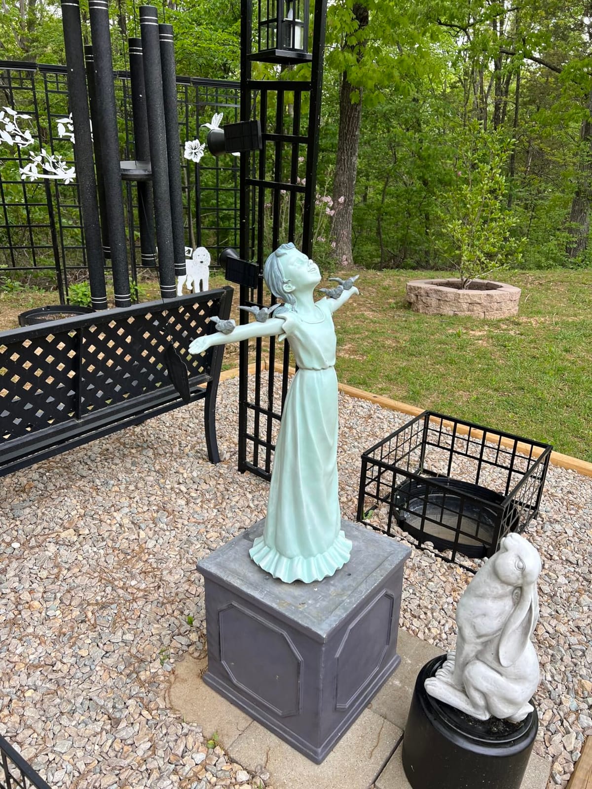 Design Toscano Basking in Glory Little Girl with Birds Outdoor Garden Statue, Medium, 16 inches tall, Whate Stone Resin, Two Tone Stone Finish customer photo 2