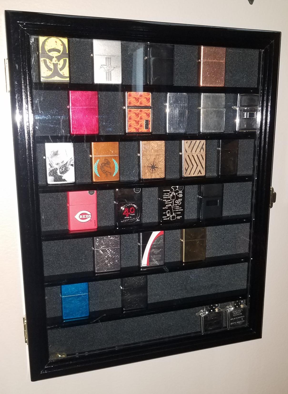 56 Lighter Display Case Cabinet Holder Wall Rack - Oak customer photo 1